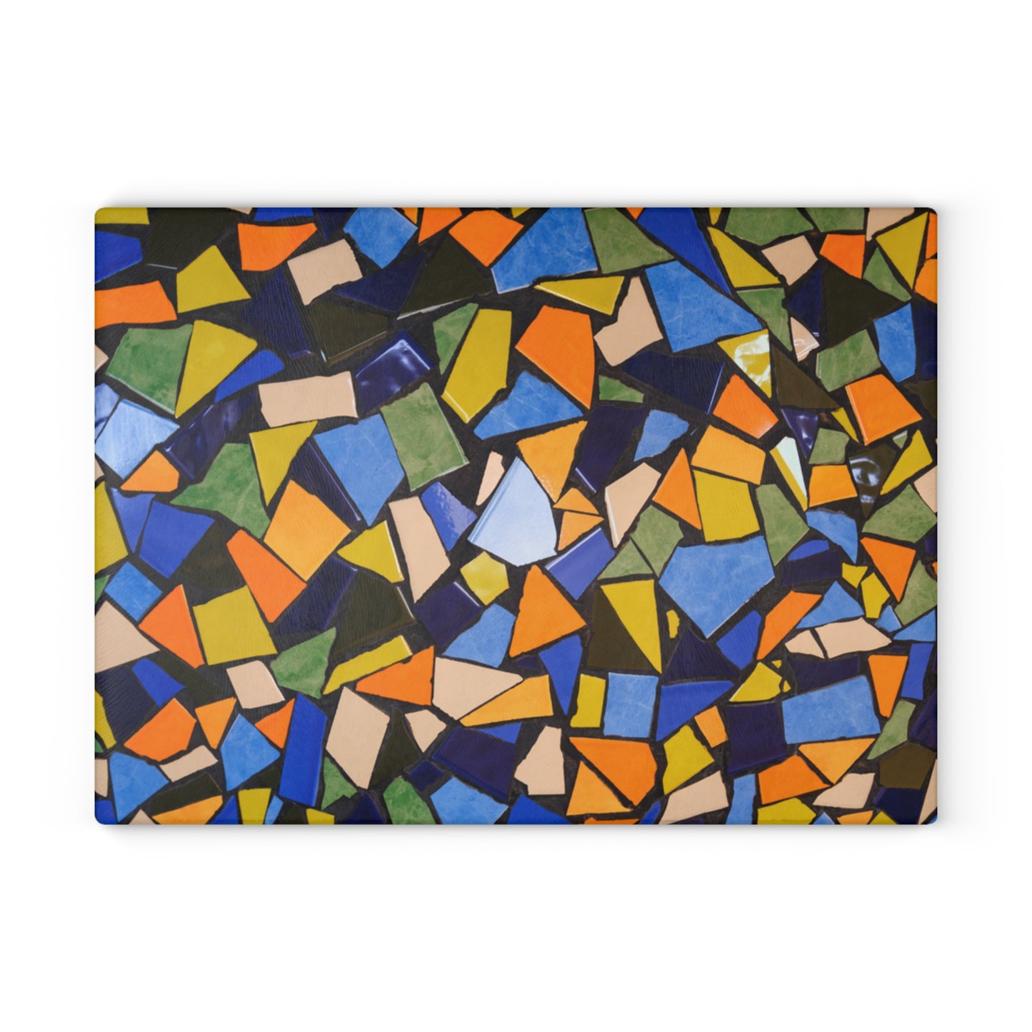Colorful Mosaic Pattern Glass Cutting Board | Abstract Tile Design