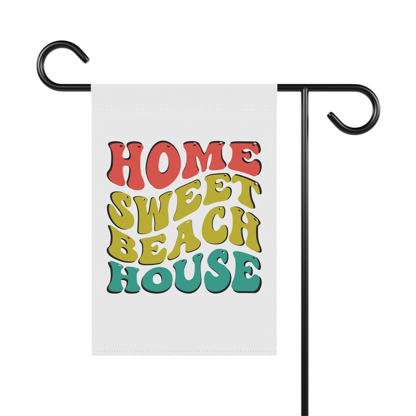Flag with 'Home Sweet Beach House' text on a white background