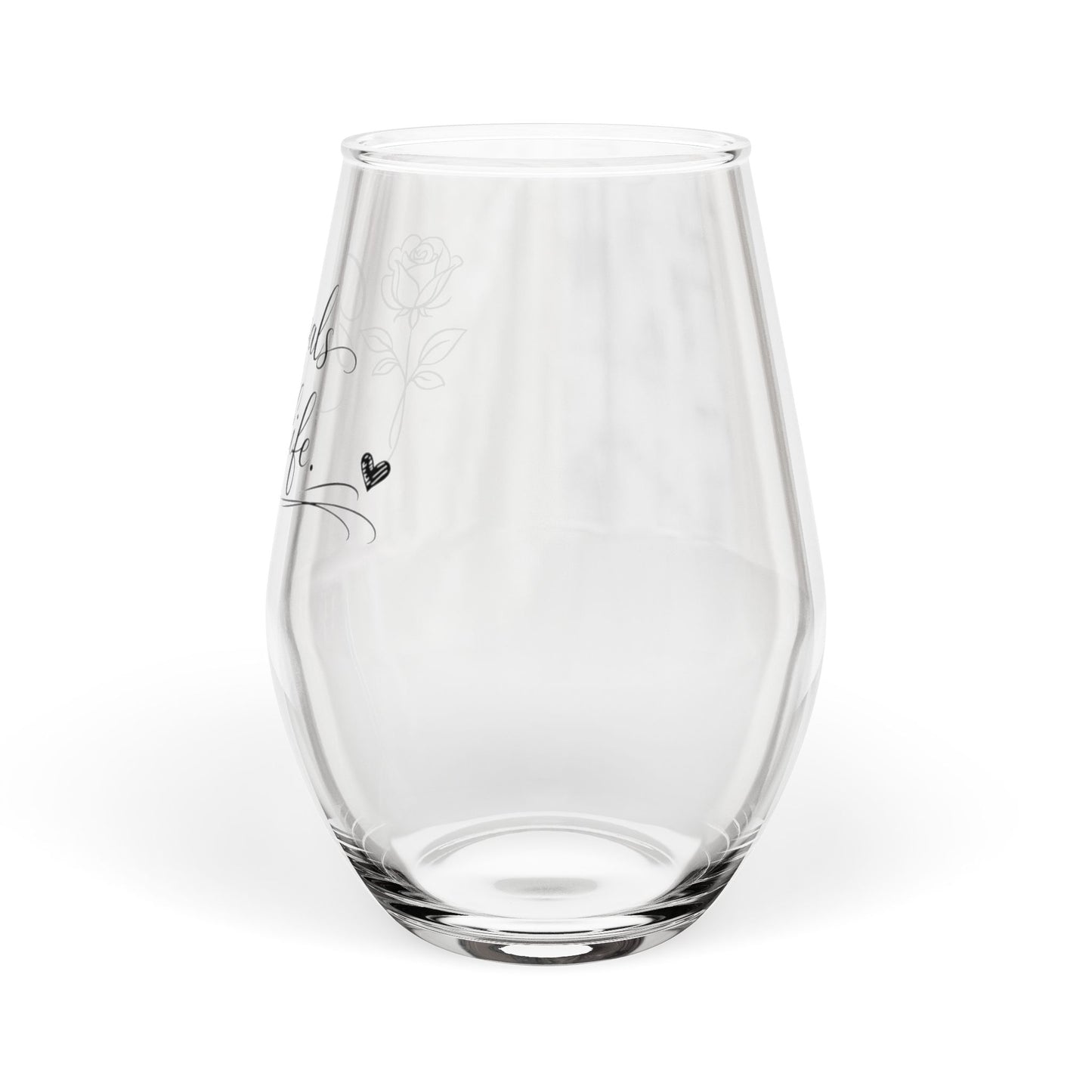Clear glass with a cat design on a white background