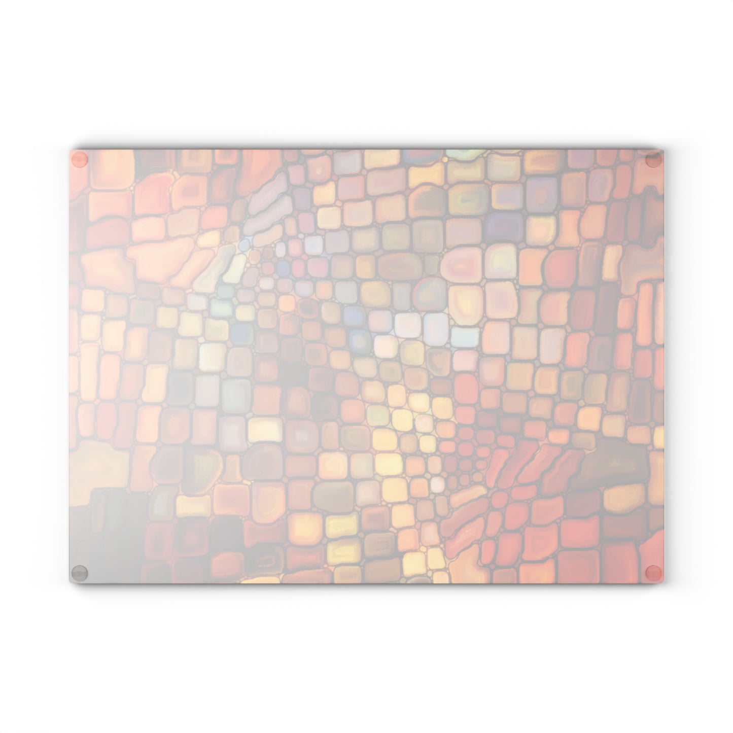 Orange Red Mosaic Glass Cutting Board | Geometric Kitchen Decor