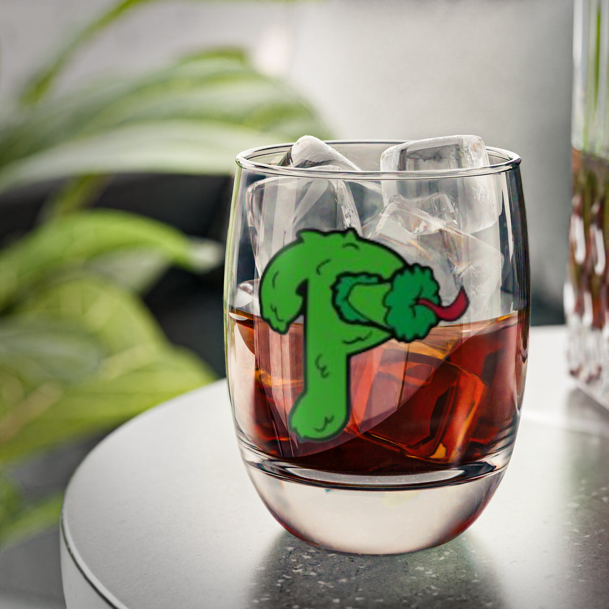 Philadelphia Mascot Inspired Rocks Glass, Funny Logo Glassware, Philly Baseball Gift, Whiskey Bourbon Cocktail Glass