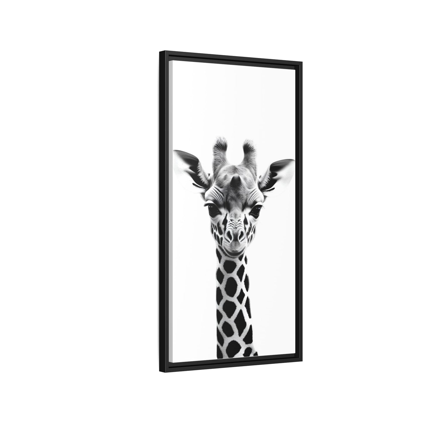 Baby Giraffe Wall Art Black & White Wildlife Photography Print, Cute Giraffe Lover Gift
