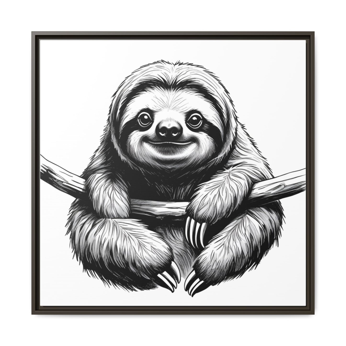 Adorable Sloth Hanging from Tree Branch Black & White Animal Wall Art, Cute Sloth Print, Jungle Theme Nursery Decor, Baby Shower Gift