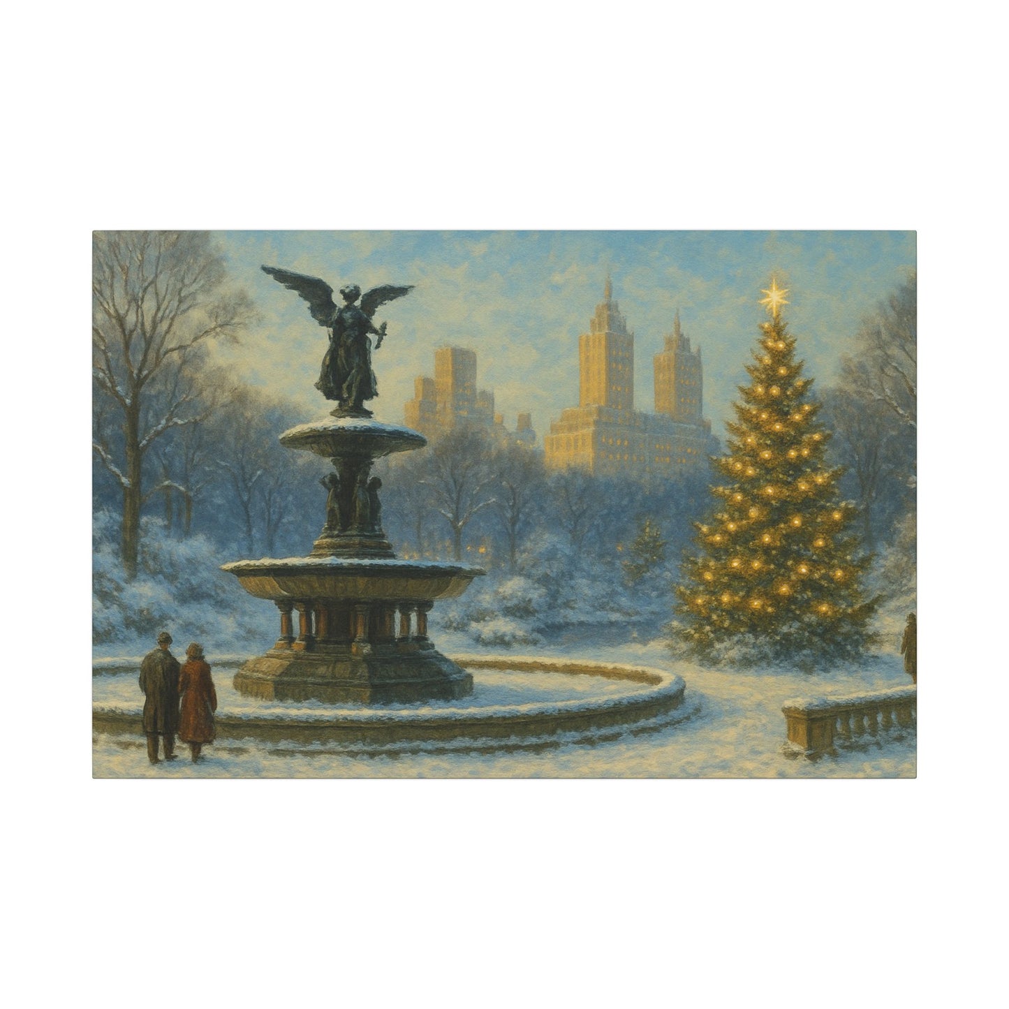 Vintage Christmas's Canvas, Bethesda Terrace Christmas Canvas Print, Central Park NYC  Art