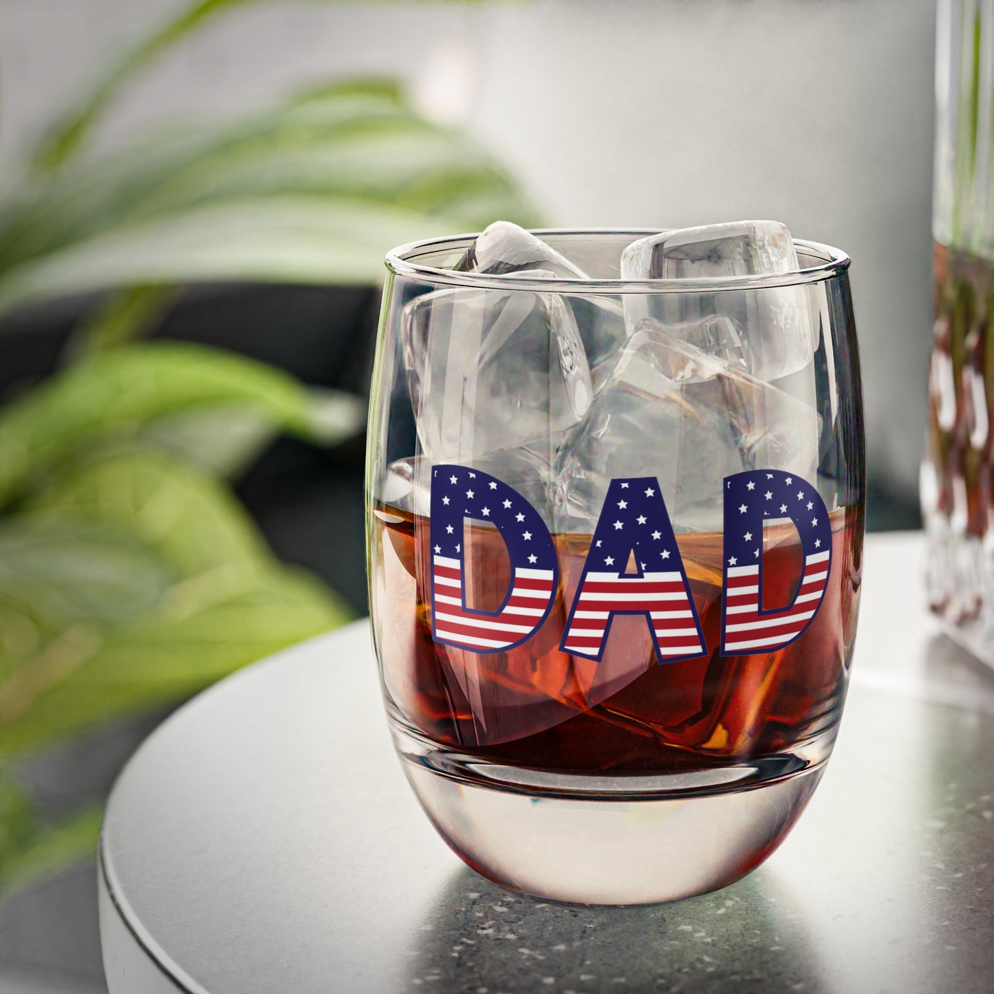 Patriotic Dad Whiskey Glass – American Flag DAD Rocks Glass Gift