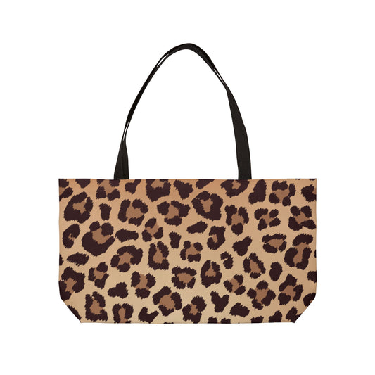 Tote bag with leopard print pattern on a white background