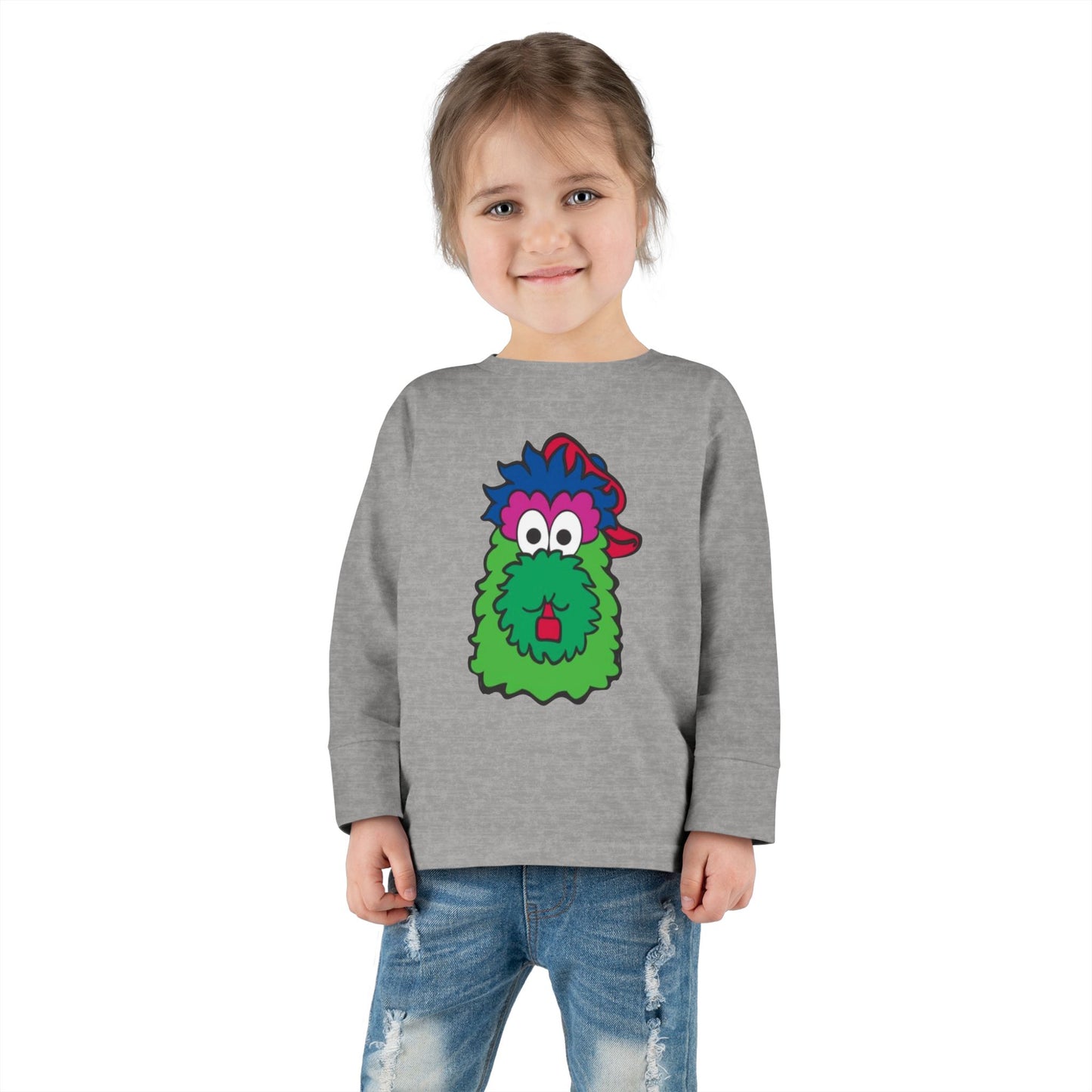 Funny Long Sleeve Shirt for Kids | Cartoon Baseball Team Mascot