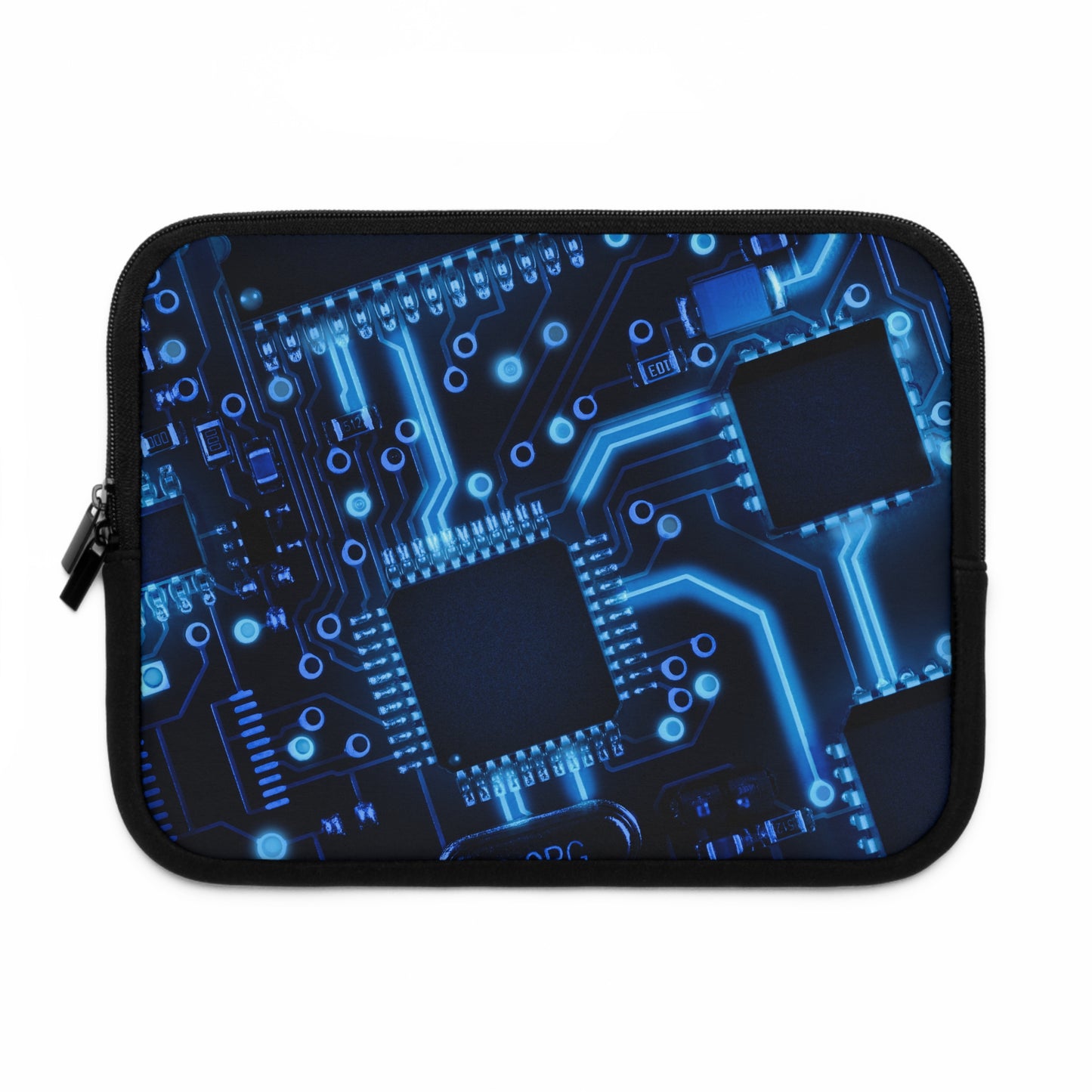 Blue Abstract Laptop Sleeve, Modern Circuit Board Case, Stylish Protective Cover