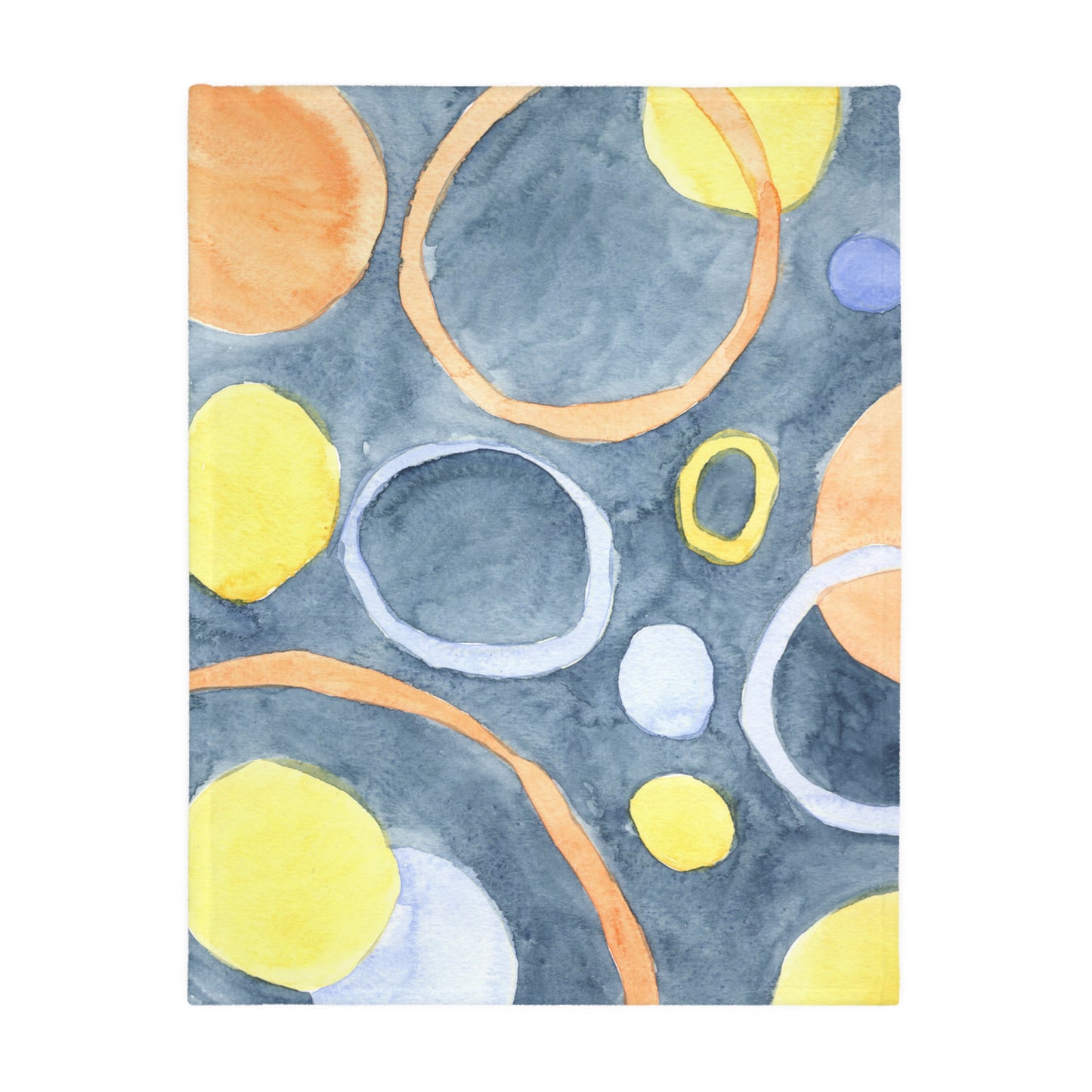 Abstract Watercolor Circles Blanket | Yellow Orange Blue Modern Pattern