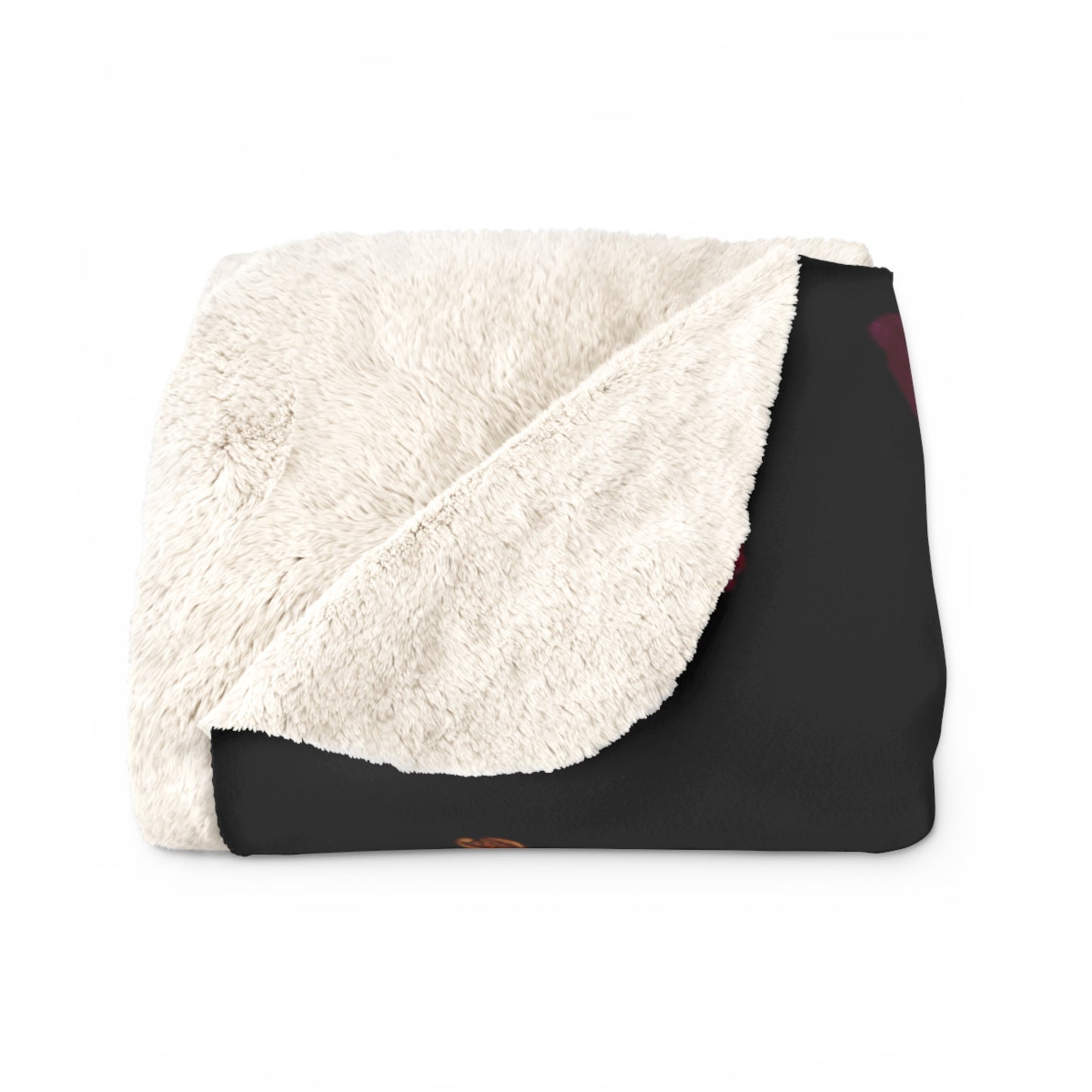 Black and white sherpa blanket on a white background