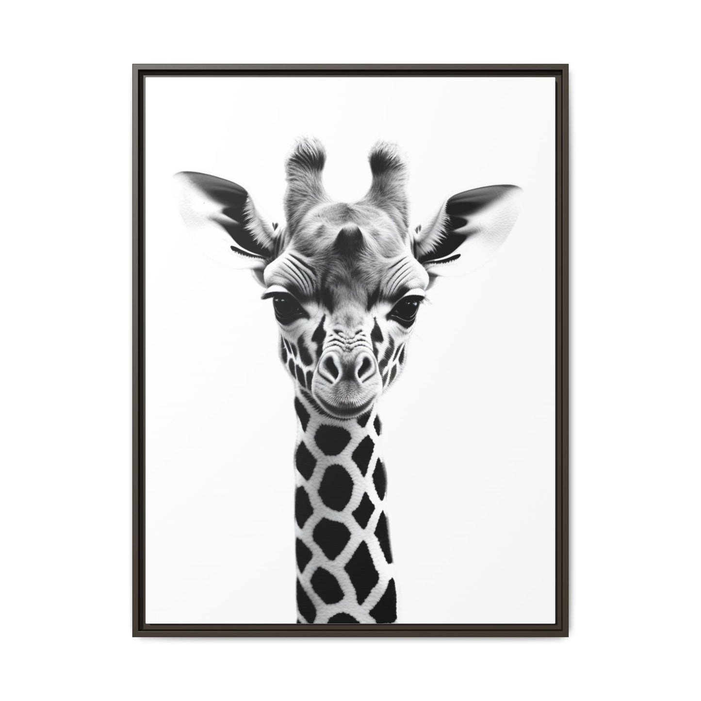 Baby Giraffe Wall Art Black & White Wildlife Photography Print, Cute Giraffe Lover Gift