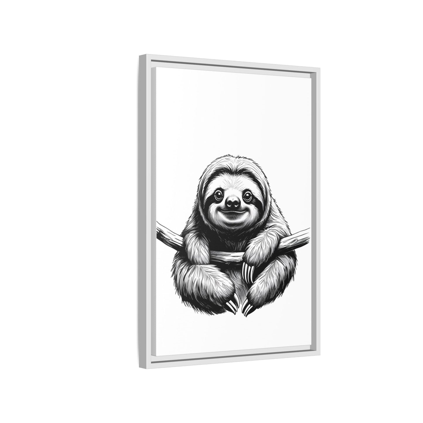 Adorable Sloth Hanging from Tree Branch Black & White Animal Wall Art, Cute Sloth Print, Jungle Theme Nursery Decor, Baby Shower Gift