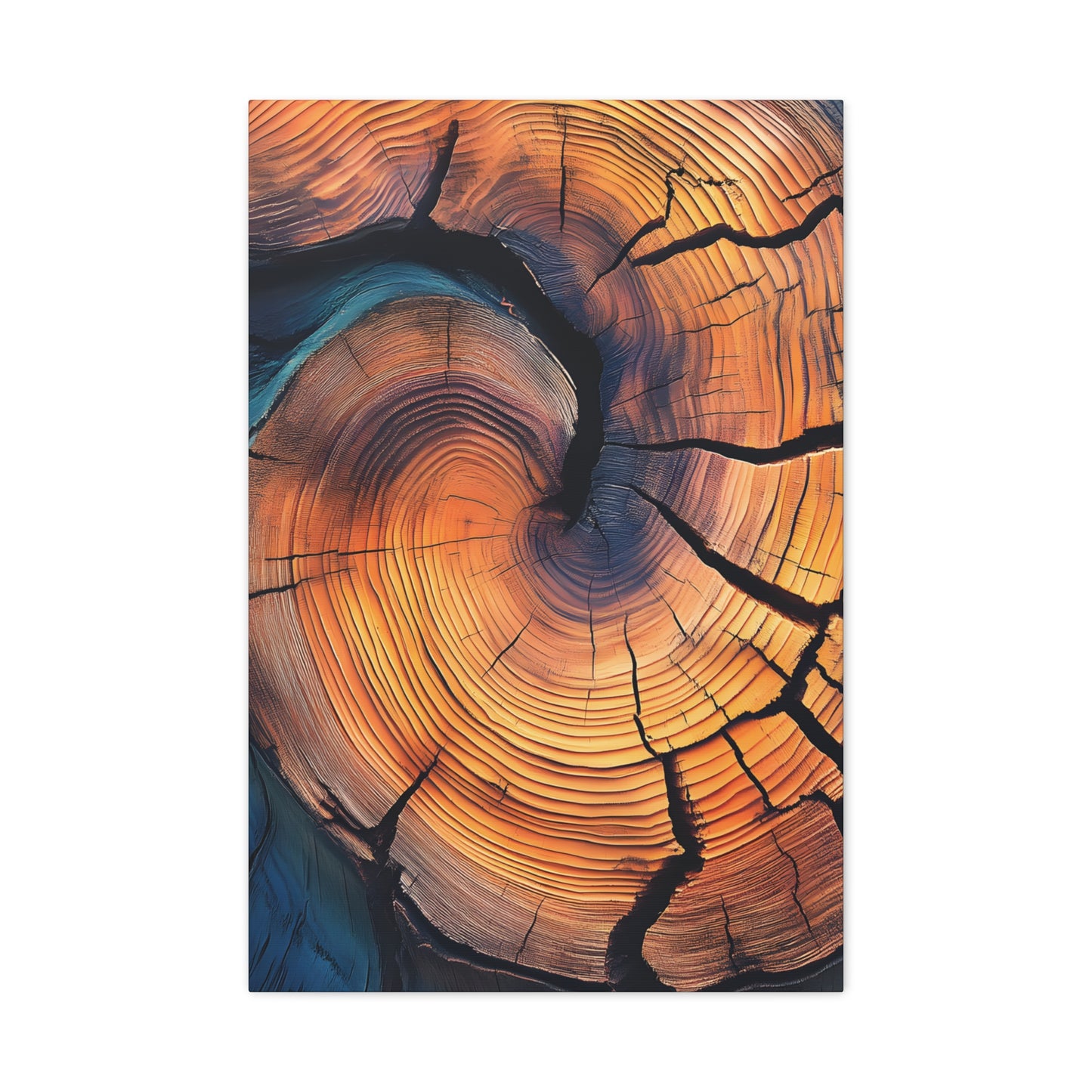 Colorful Wood Ring Canvas Wall Art, Abstract Tree Slice Print, Modern Rustic Decor, Vibrant Tree Rings Art on Canvas, Earthy Boho Wall Print