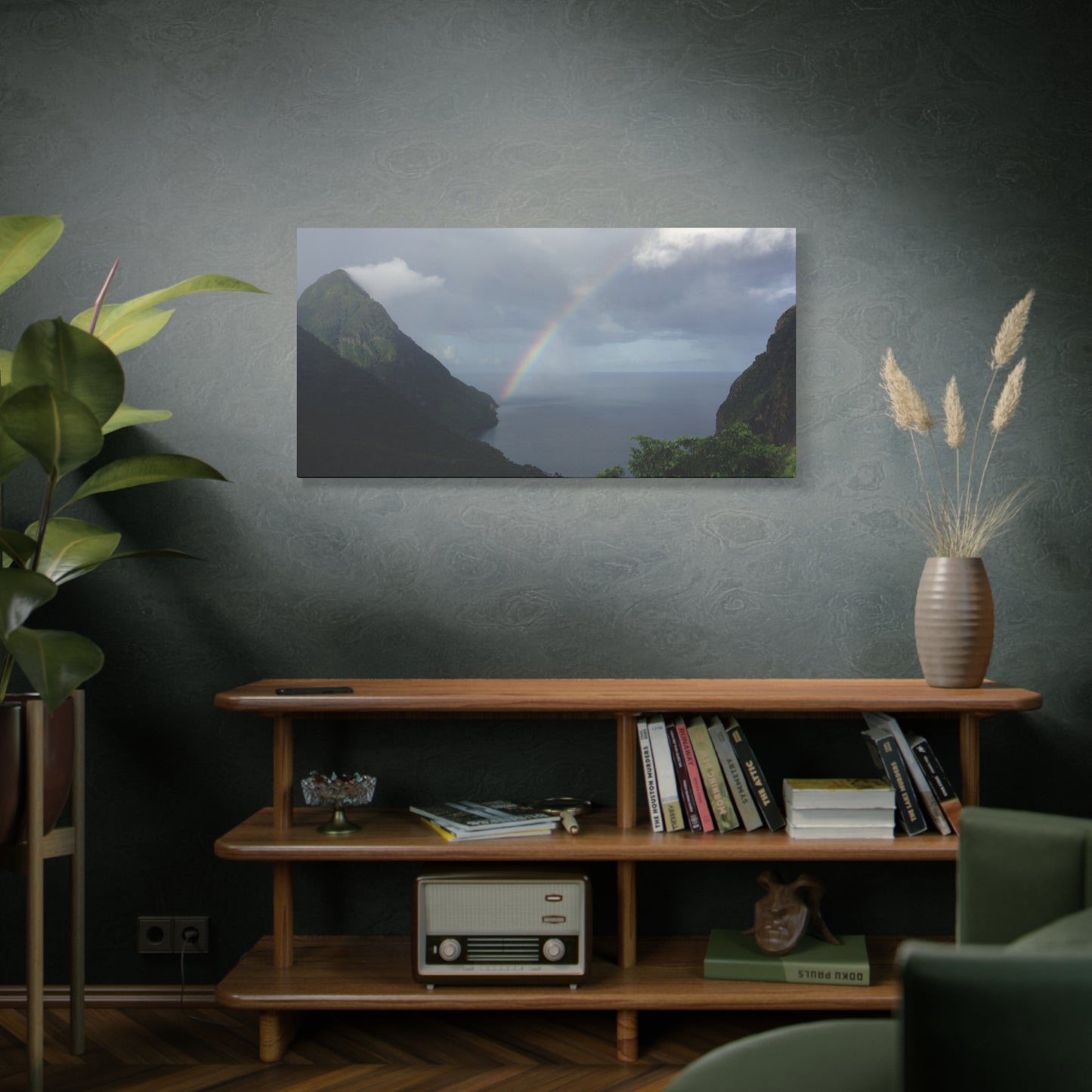 St. Lucia Pitons Rainbow Canvas Art | Caribbean Landscape Photography