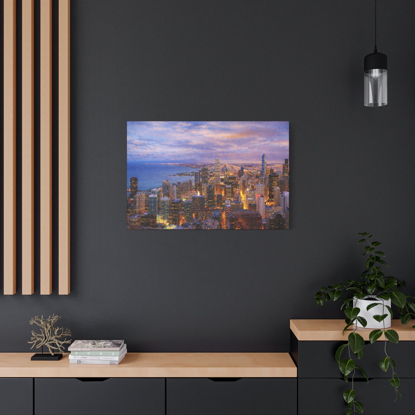 Chicago Skyline Canvas Wall Art – Sunset Cityscape Print, Downtown Chicago Decor, Urban Skyline Wall Decor