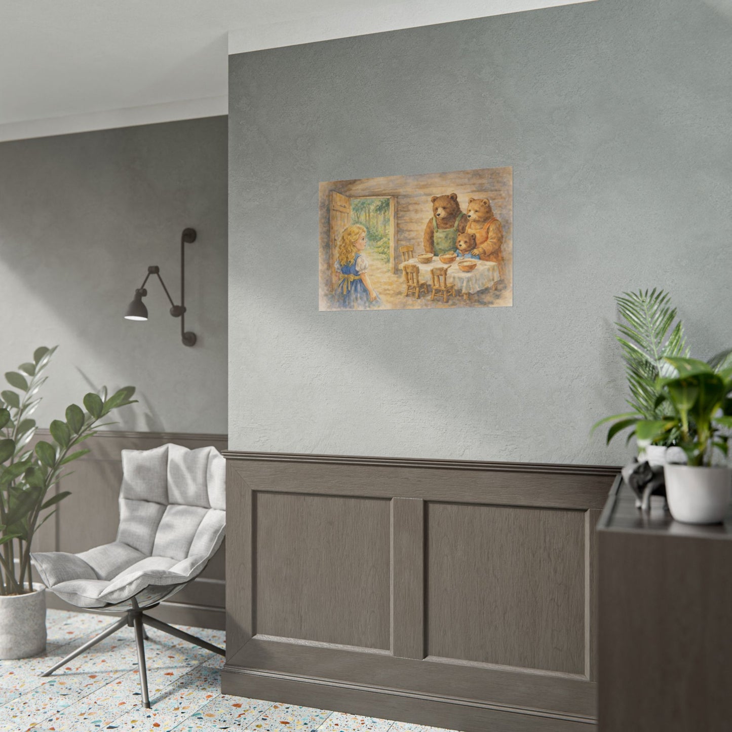 Goldilocks and the Three Bears Rolled Poster - Vintage Storybook Nursery Art Print