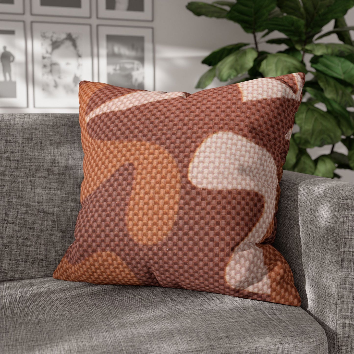 Boho Pillowcase, Bohemian Pillow Cover, Modern Square Pillow Case, Brown Shades
