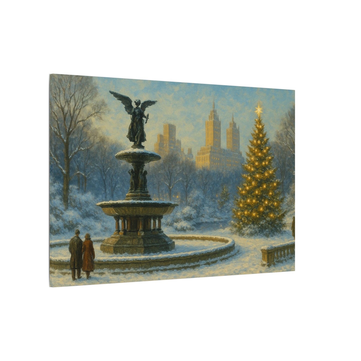 Vintage Christmas's Canvas, Bethesda Terrace Christmas Canvas Print, Central Park NYC  Art
