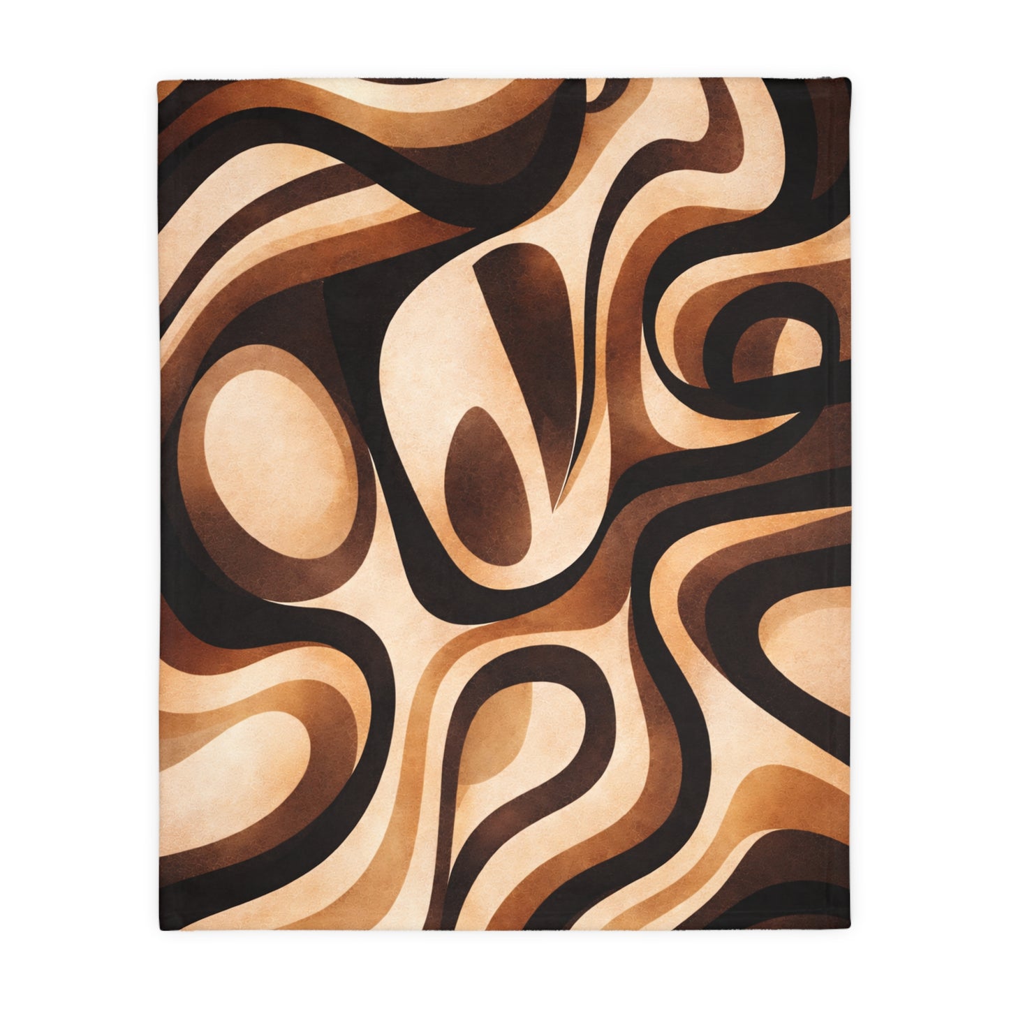 Caramel Coffee Swirl Velveteen Throw Blanket | Cozy Neutral Decor