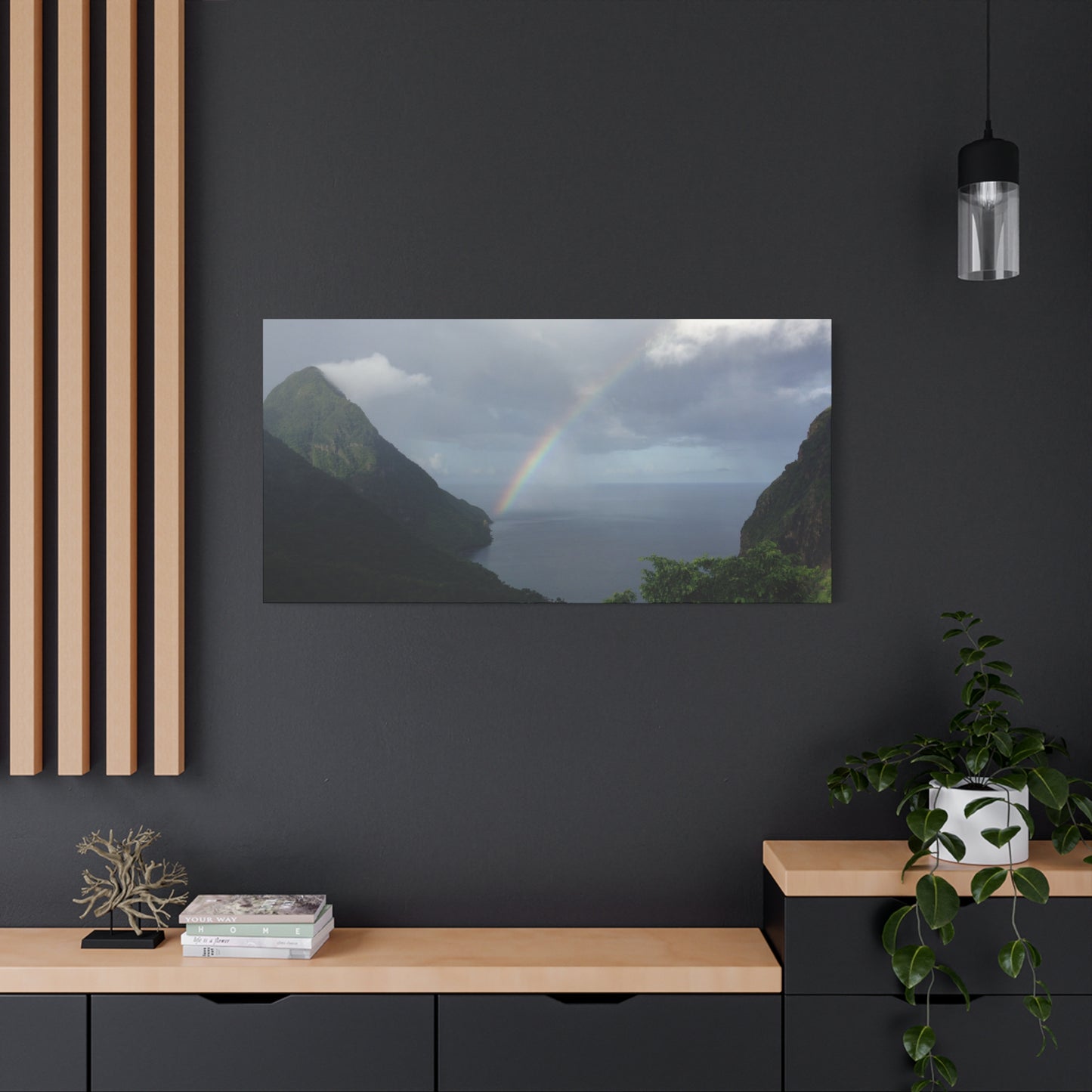 St. Lucia Pitons Rainbow Canvas Art | Caribbean Landscape Photography