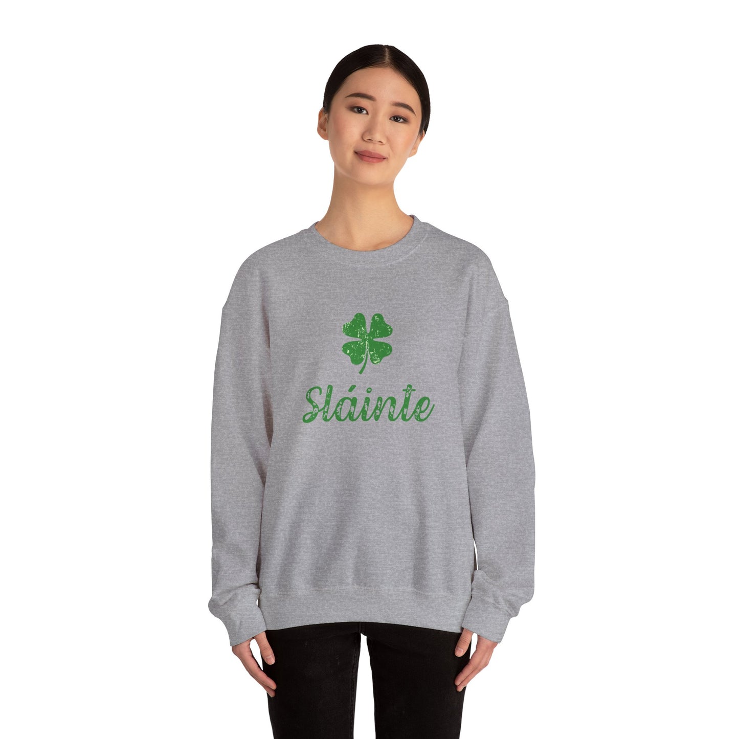Sláinte Irish Sweatshirt – St Patrick’s Day Shamrock Crewneck – Irish Cheers Shirt – Lucky Clover St Paddy’s Day Sweatshirt