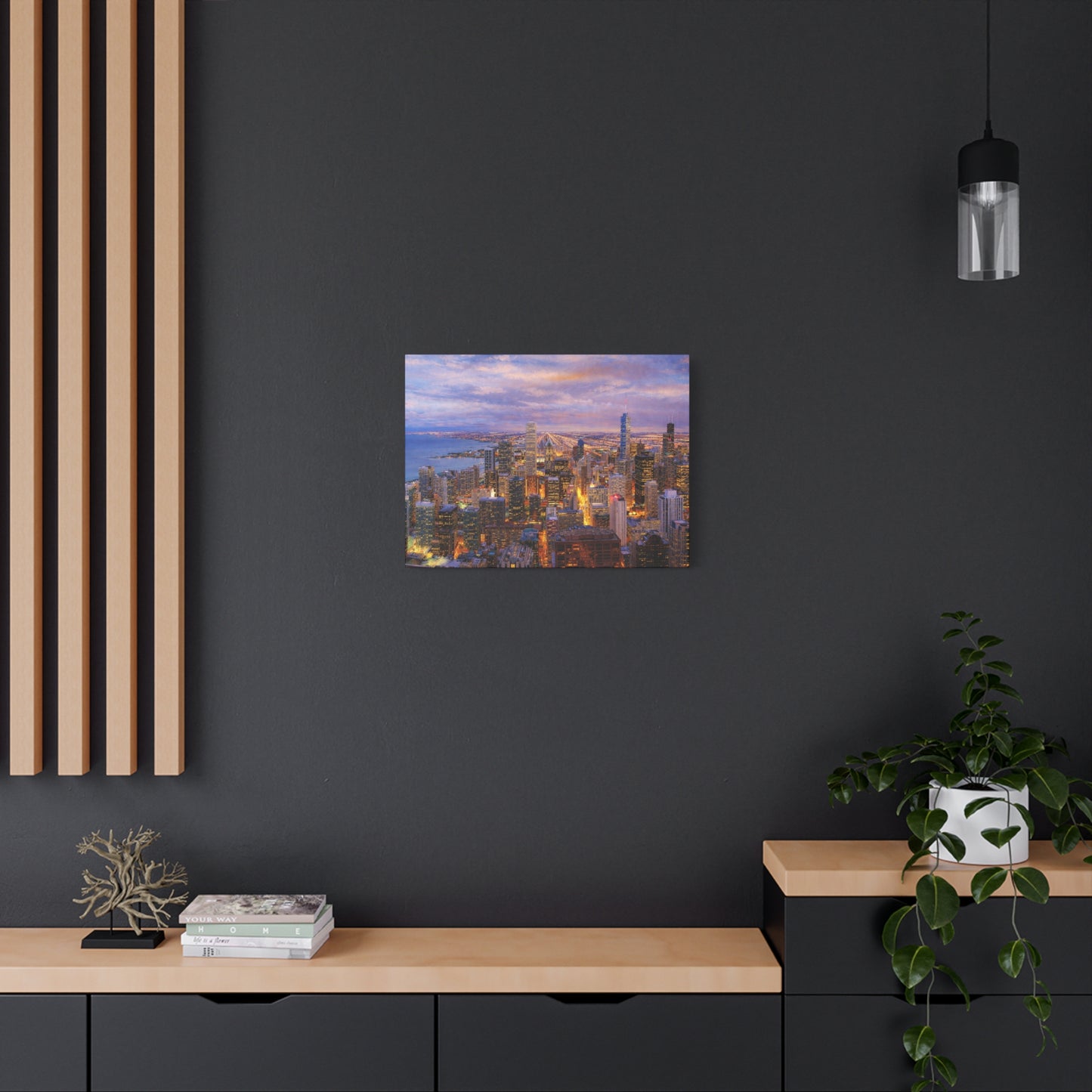 Chicago Skyline Canvas Wall Art – Sunset Cityscape Print, Downtown Chicago Decor, Urban Skyline Wall Decor