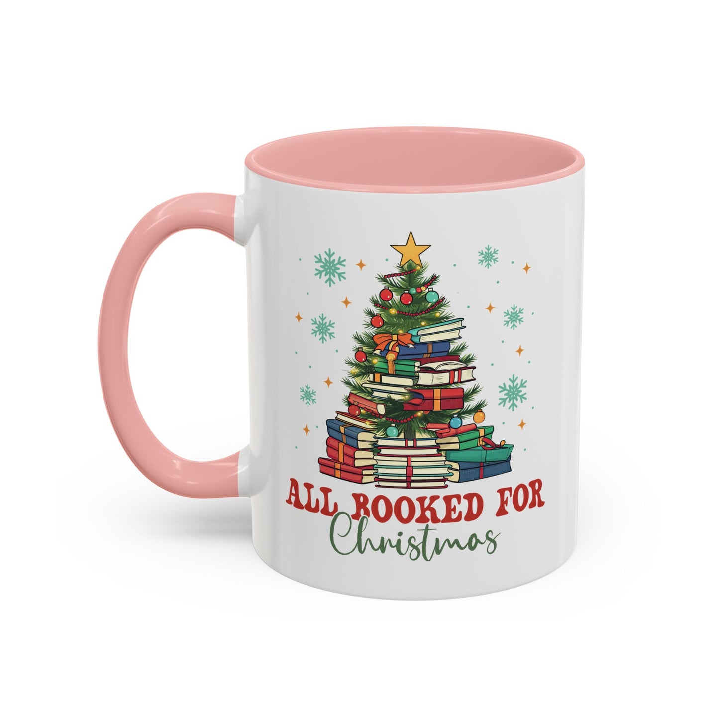 Christmas Booked Coffee Mug (11, 15oz) Holiday Book Lover Gift Festive Reading Mug Xmas Tree Teacher Gift