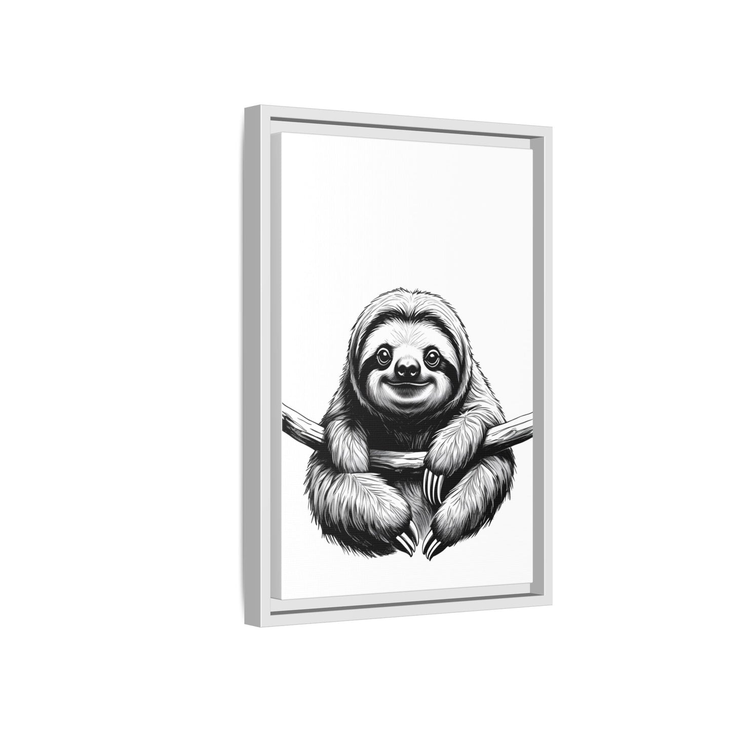 Adorable Sloth Hanging from Tree Branch Black & White Animal Wall Art, Cute Sloth Print, Jungle Theme Nursery Decor, Baby Shower Gift