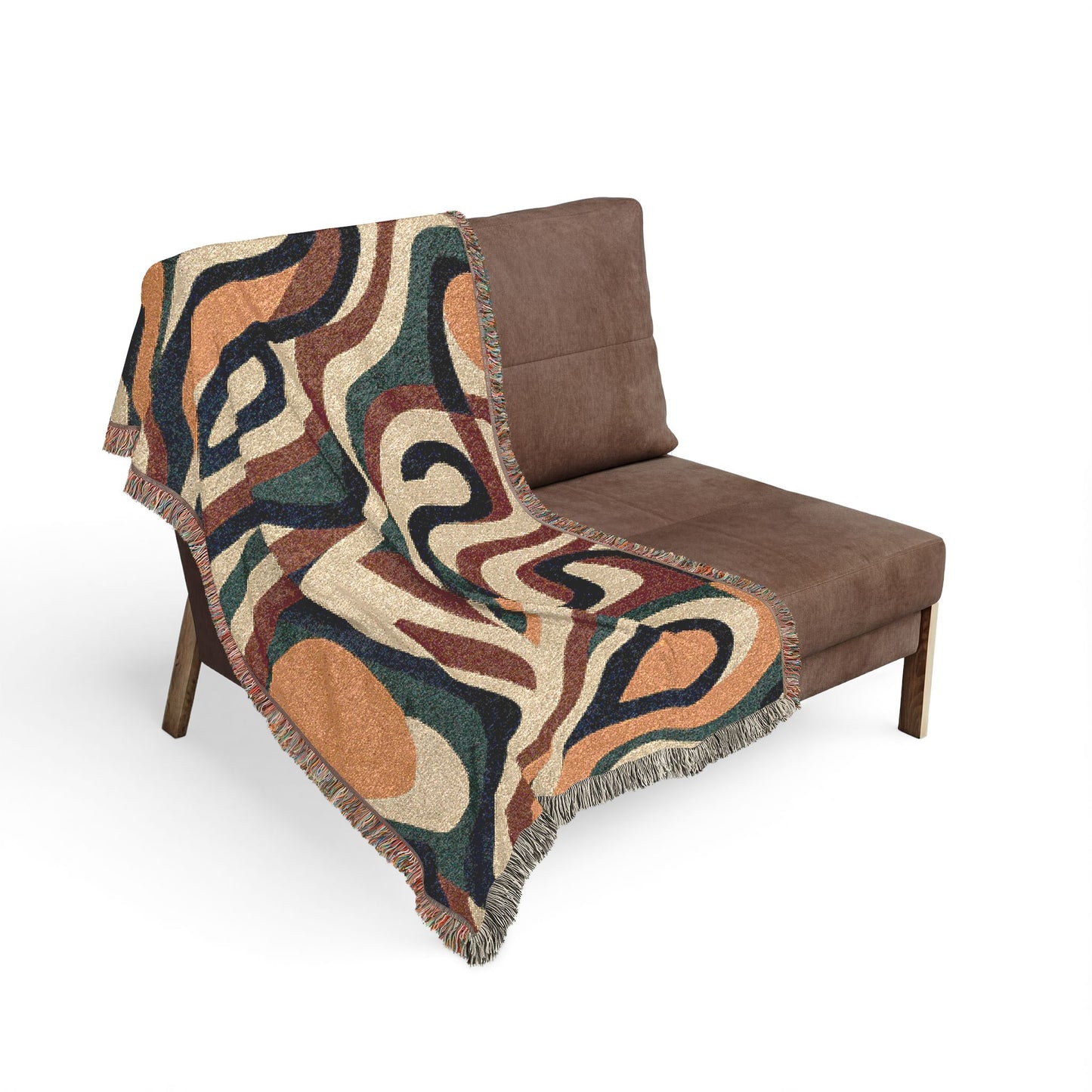 Retro Abstract Woven Blanket – Mid-Century Boho Throw for Couch & Wall Décor