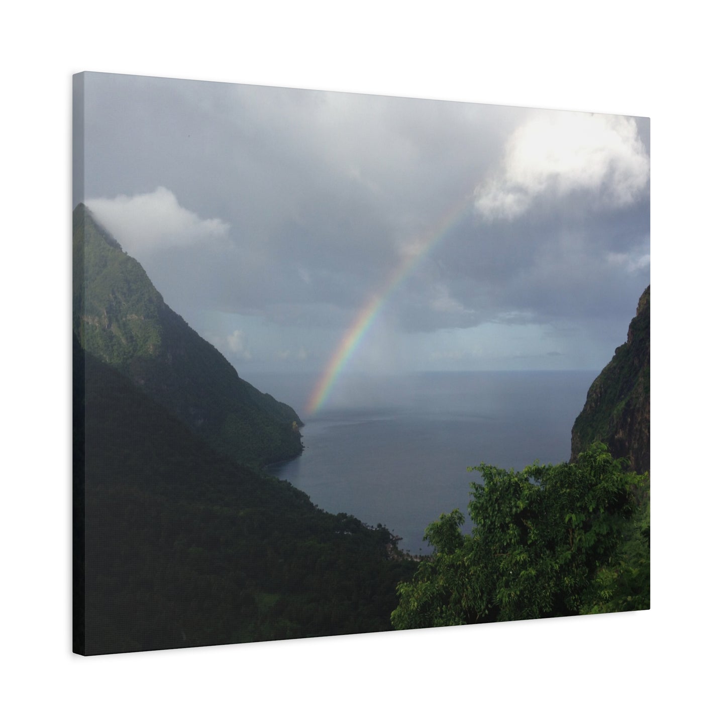 St. Lucia Pitons Rainbow Canvas Art | Caribbean Landscape Photography