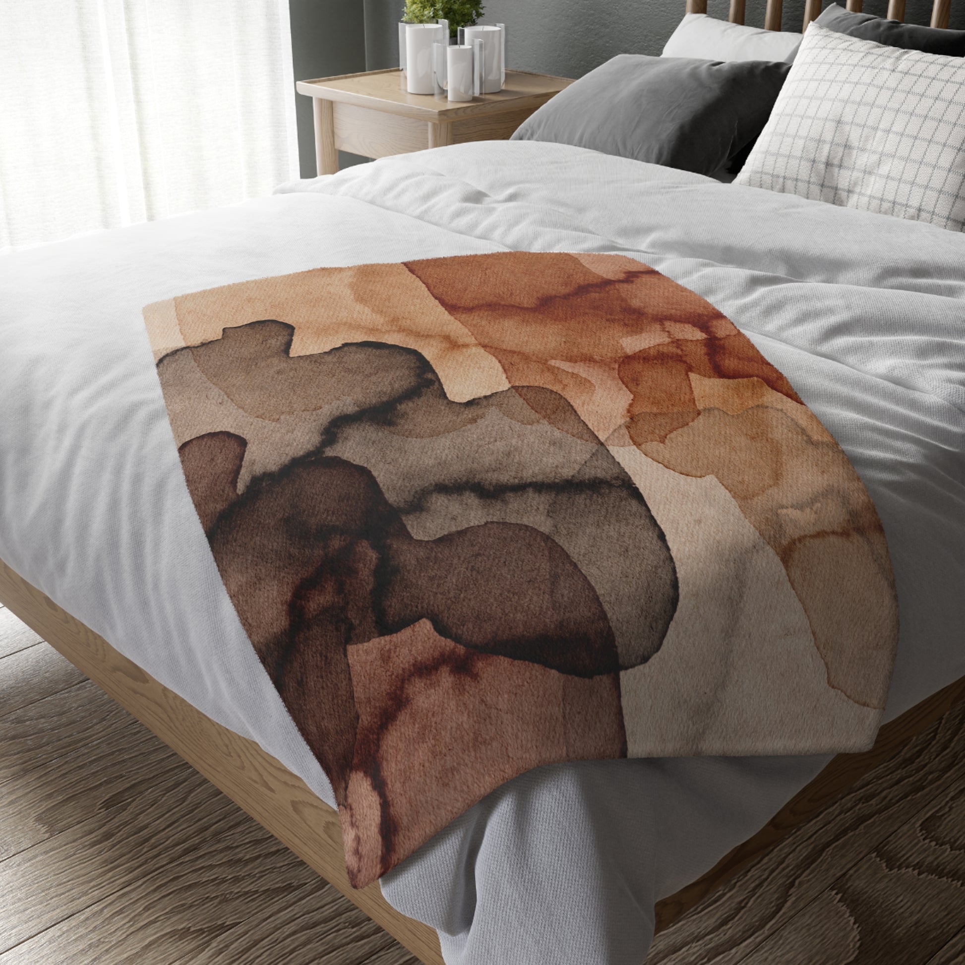 abstract throw on bed
