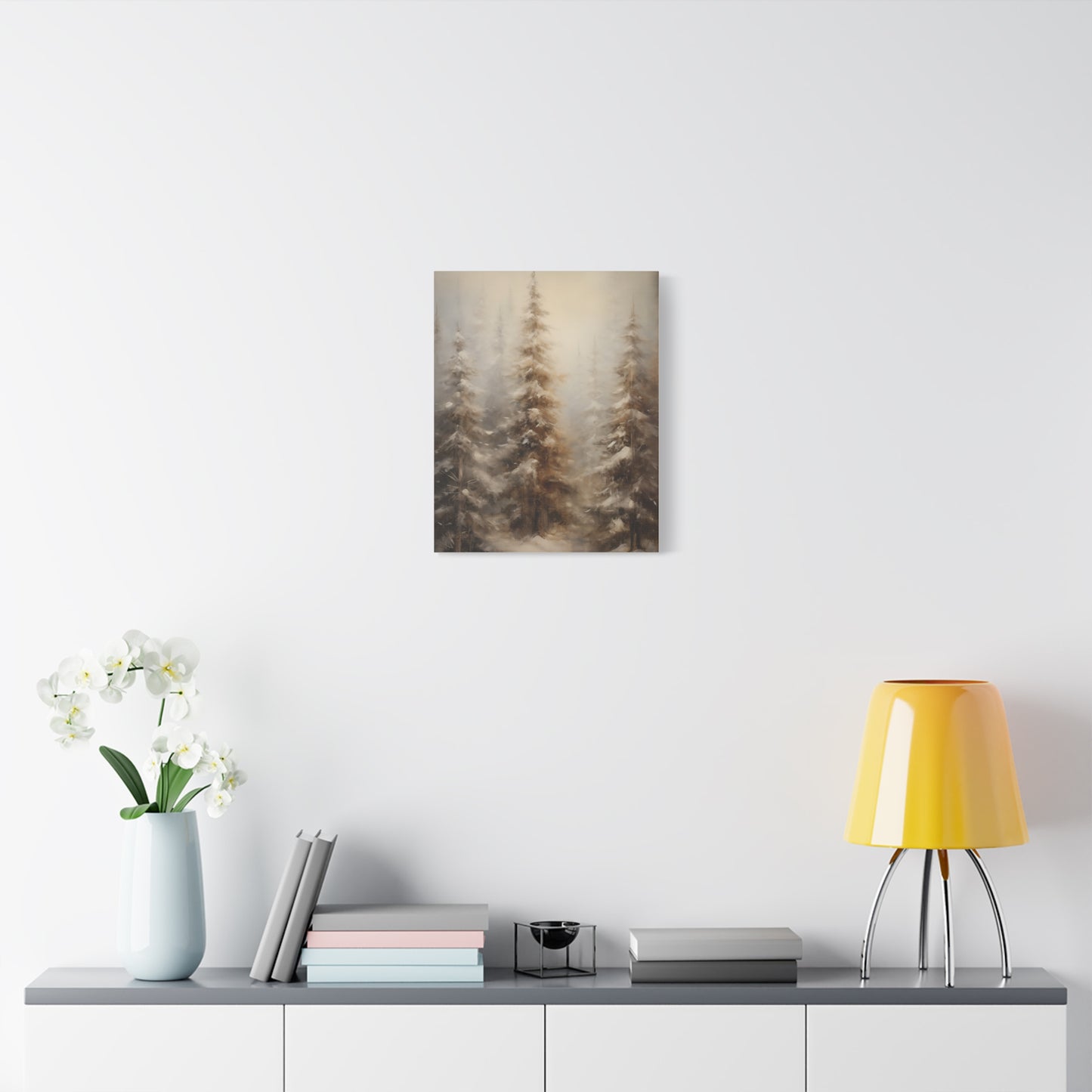Snowy Pine Forest Winter Canvas Wall Art | Rustic Cabin Decor