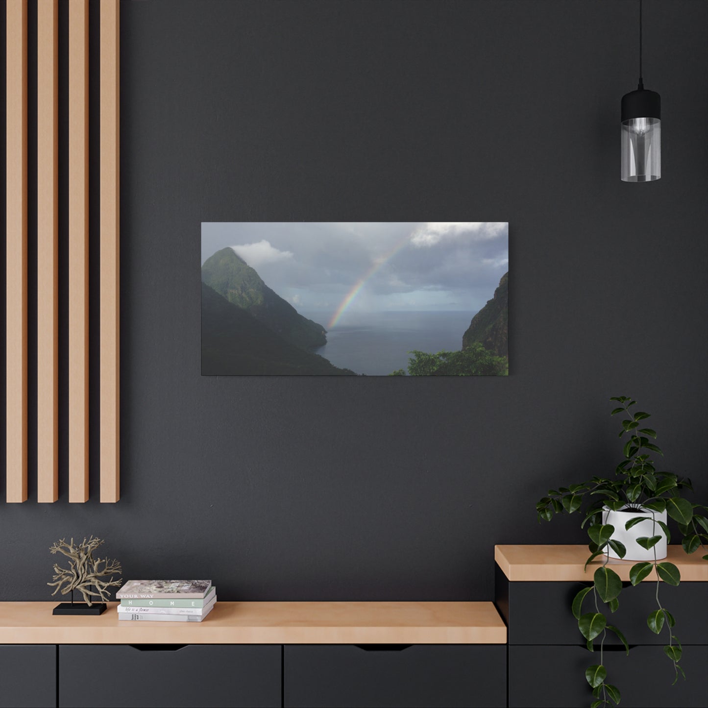 St. Lucia Pitons Rainbow Canvas Art | Caribbean Landscape Photography