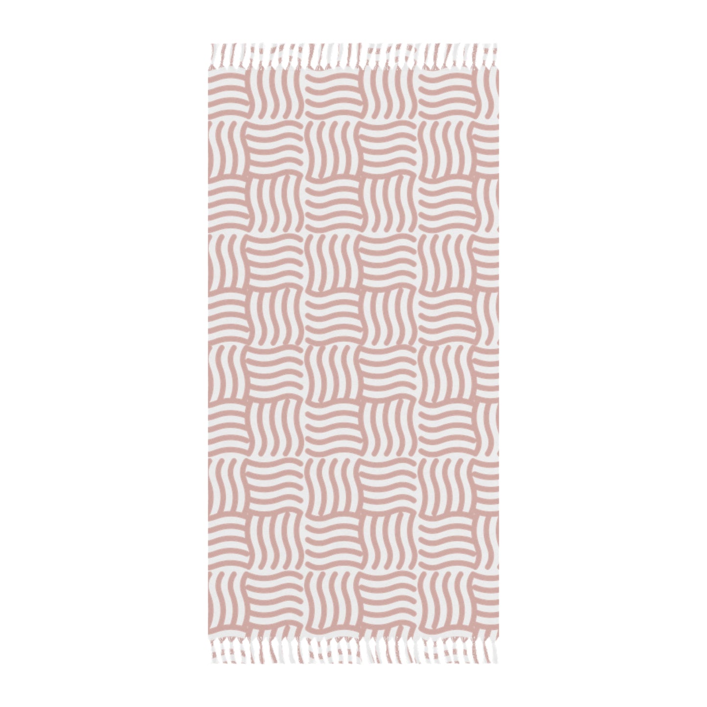 Boho Wave Beach Towel | Pink Fringe Pool Towel | Summer Coastal Decor