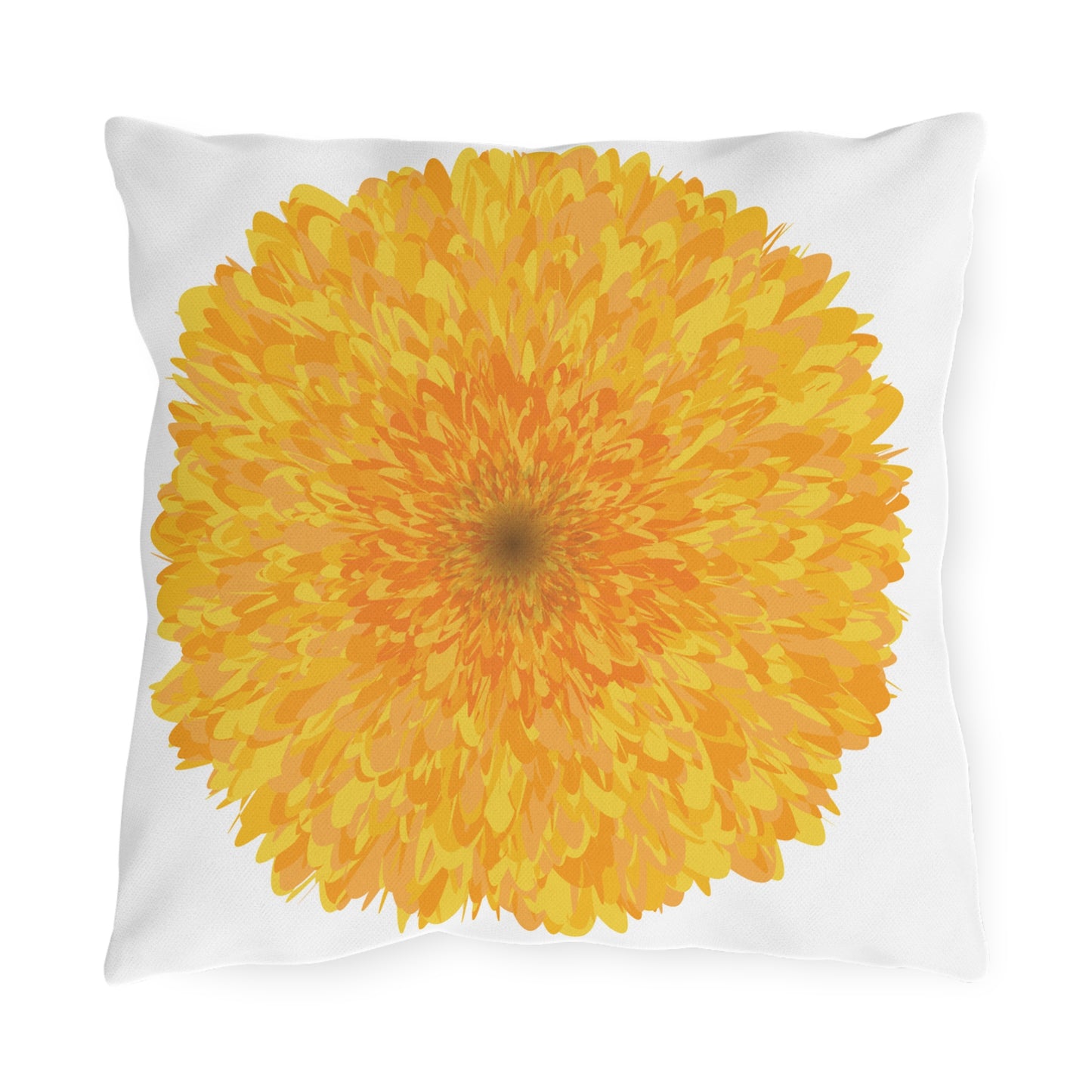 Orange Marigold Outdoor Throw Pillow | Vibrant Floral Patio Cushion