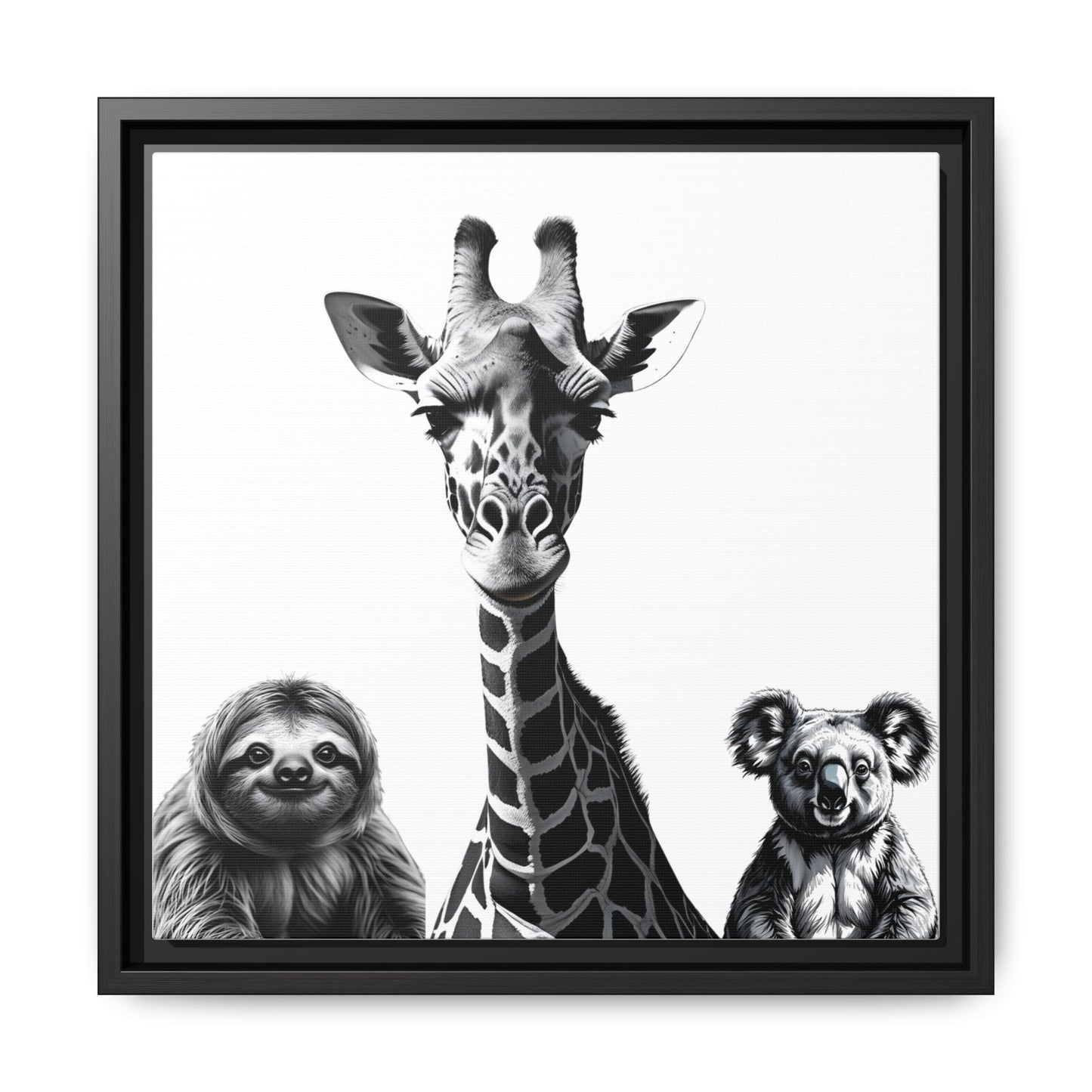 playful animal giraffe, sloth, koala print