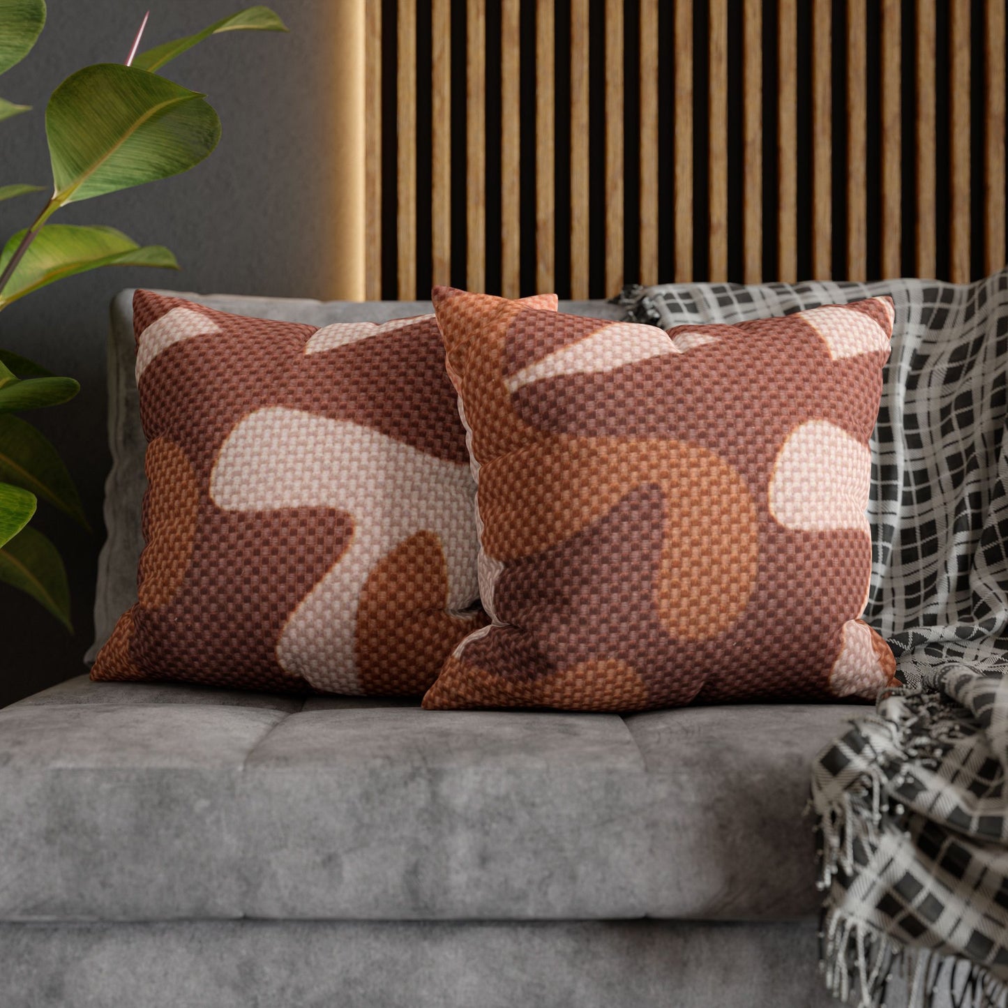 Boho Pillowcase, Bohemian Pillow Cover, Modern Square Pillow Case, Brown Shades
