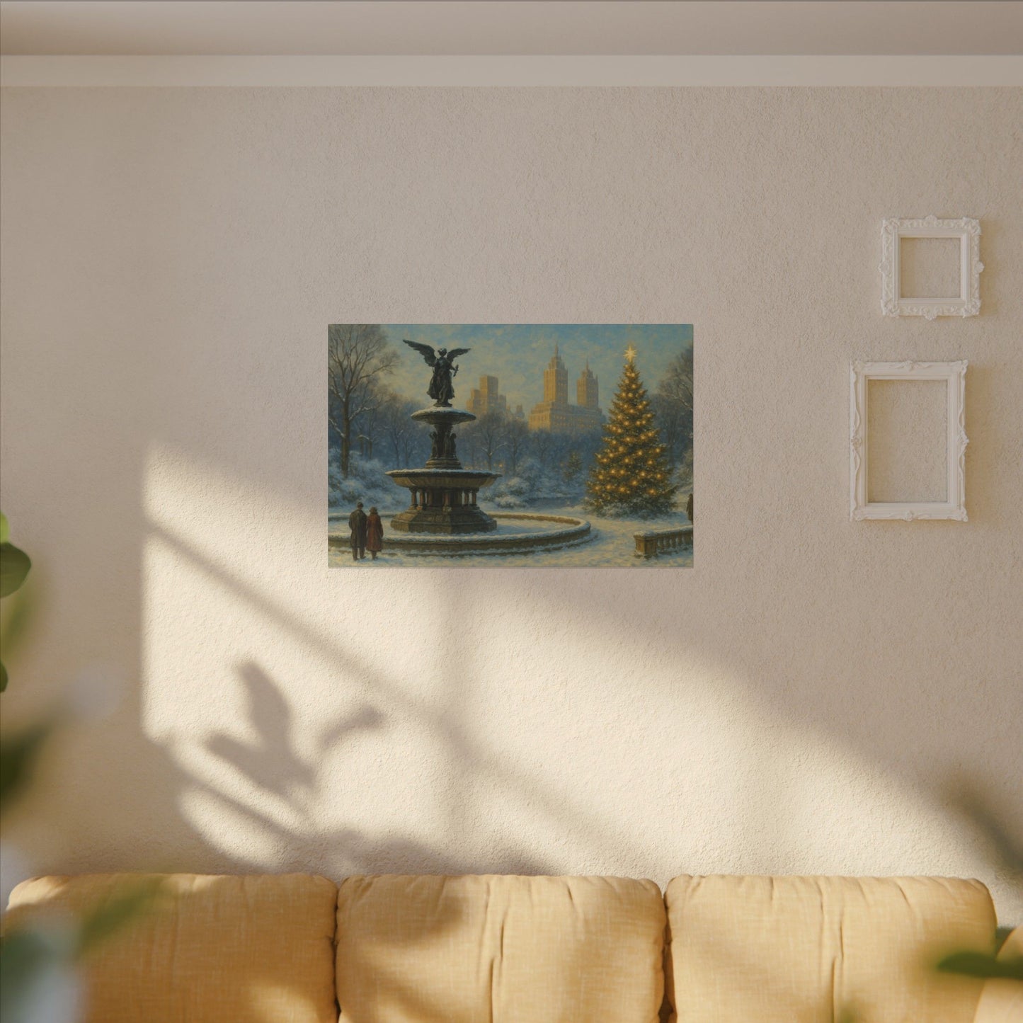 Vintage Christmas's Canvas, Bethesda Terrace Christmas Canvas Print, Central Park NYC  Art