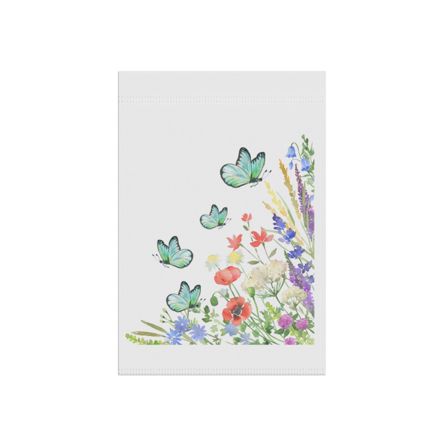 Illustration of butterflies and flowers on a white background