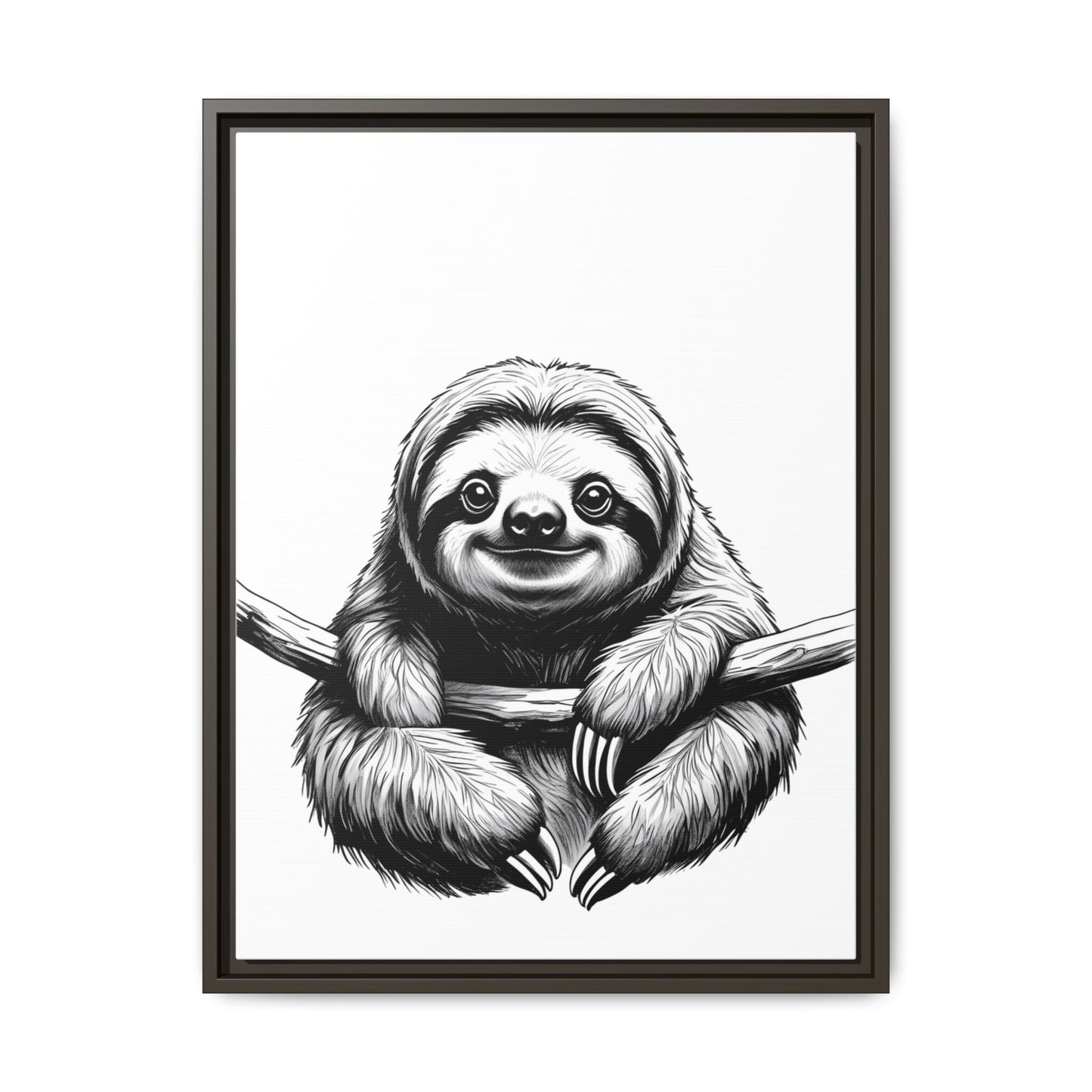 Adorable Sloth Hanging from Tree Branch Black & White Animal Wall Art, Cute Sloth Print, Jungle Theme Nursery Decor, Baby Shower Gift