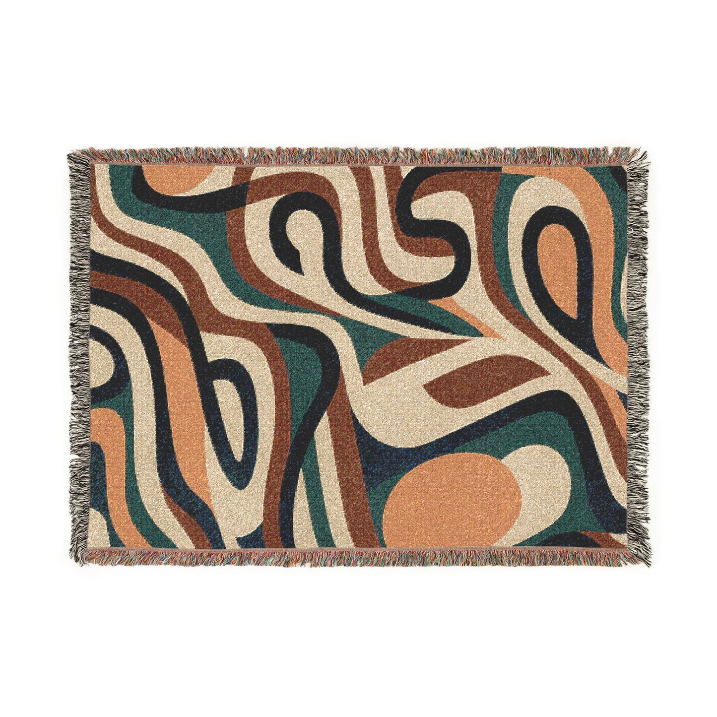 Retro Abstract Woven Blanket – Mid-Century Boho Throw for Couch & Wall Décor