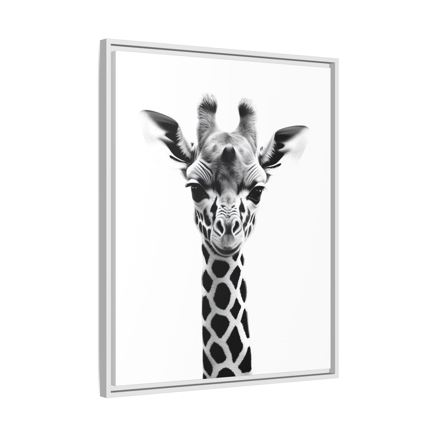 Baby Giraffe Wall Art Black & White Wildlife Photography Print, Cute Giraffe Lover Gift