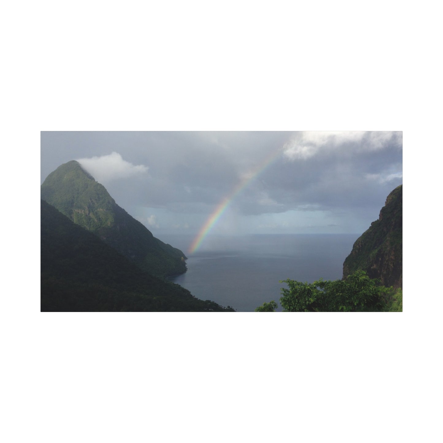St. Lucia Pitons Rainbow Canvas Art | Caribbean Landscape Photography