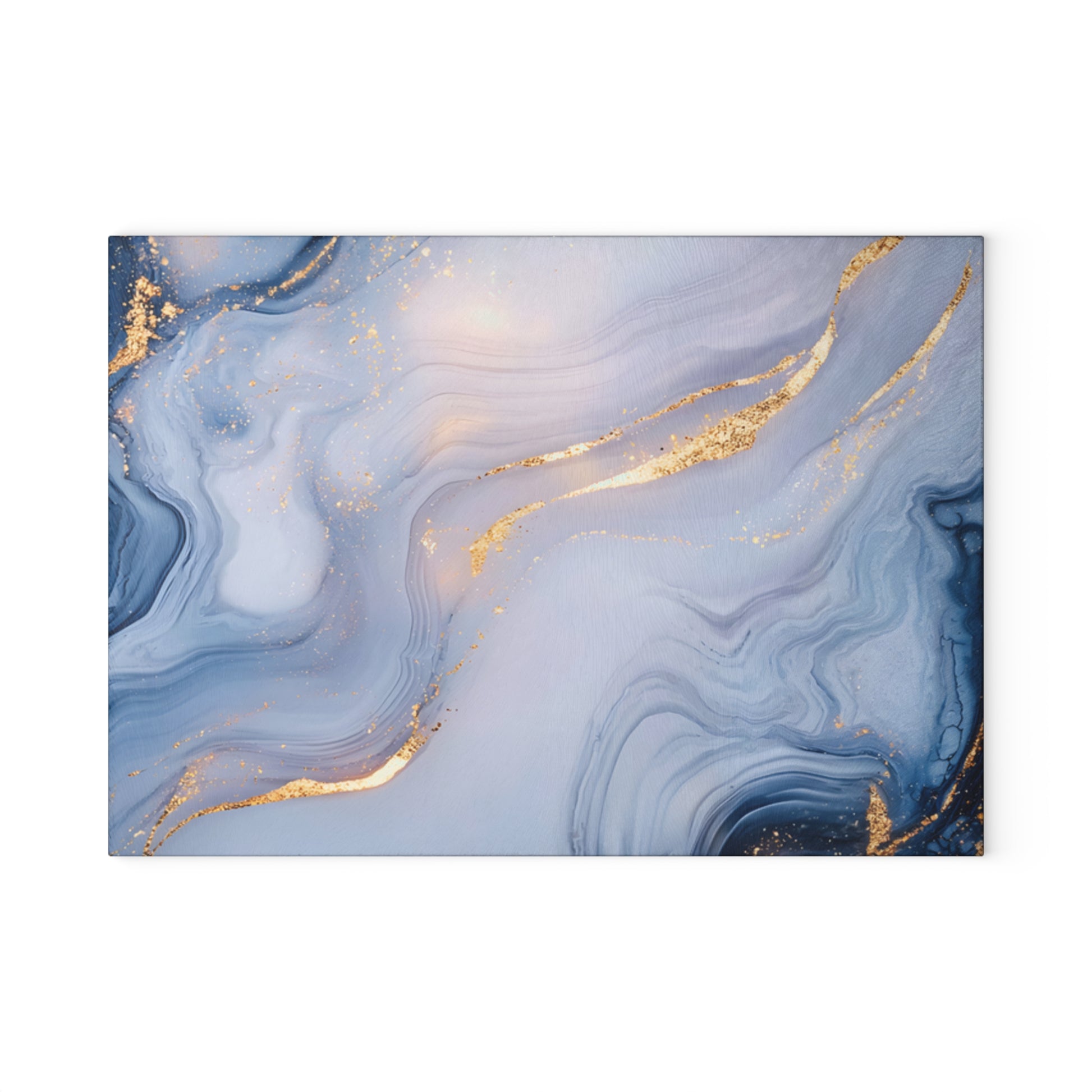 Abstract design with gold and blue patterns on a white background