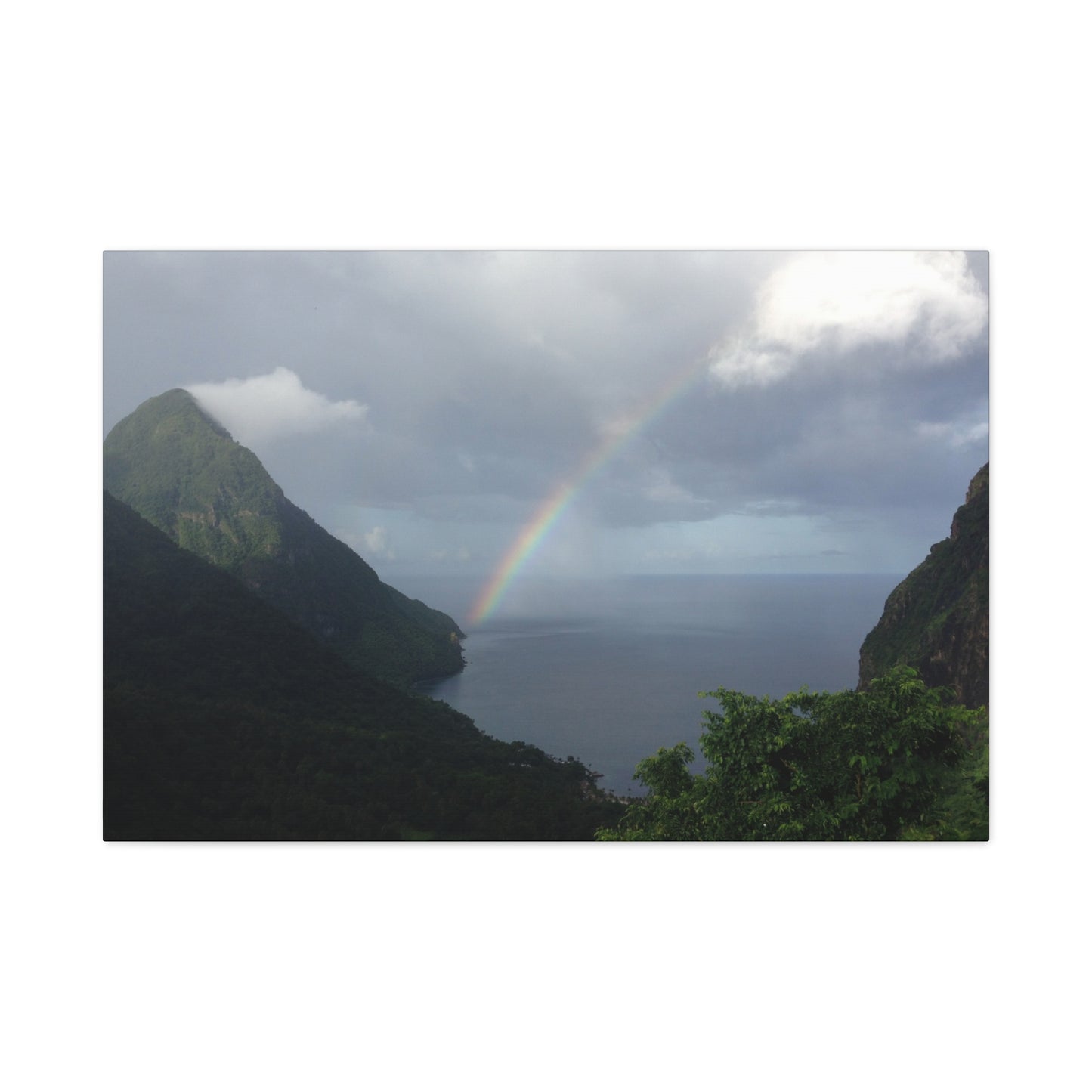 St. Lucia Pitons Rainbow Canvas Art | Caribbean Landscape Photography