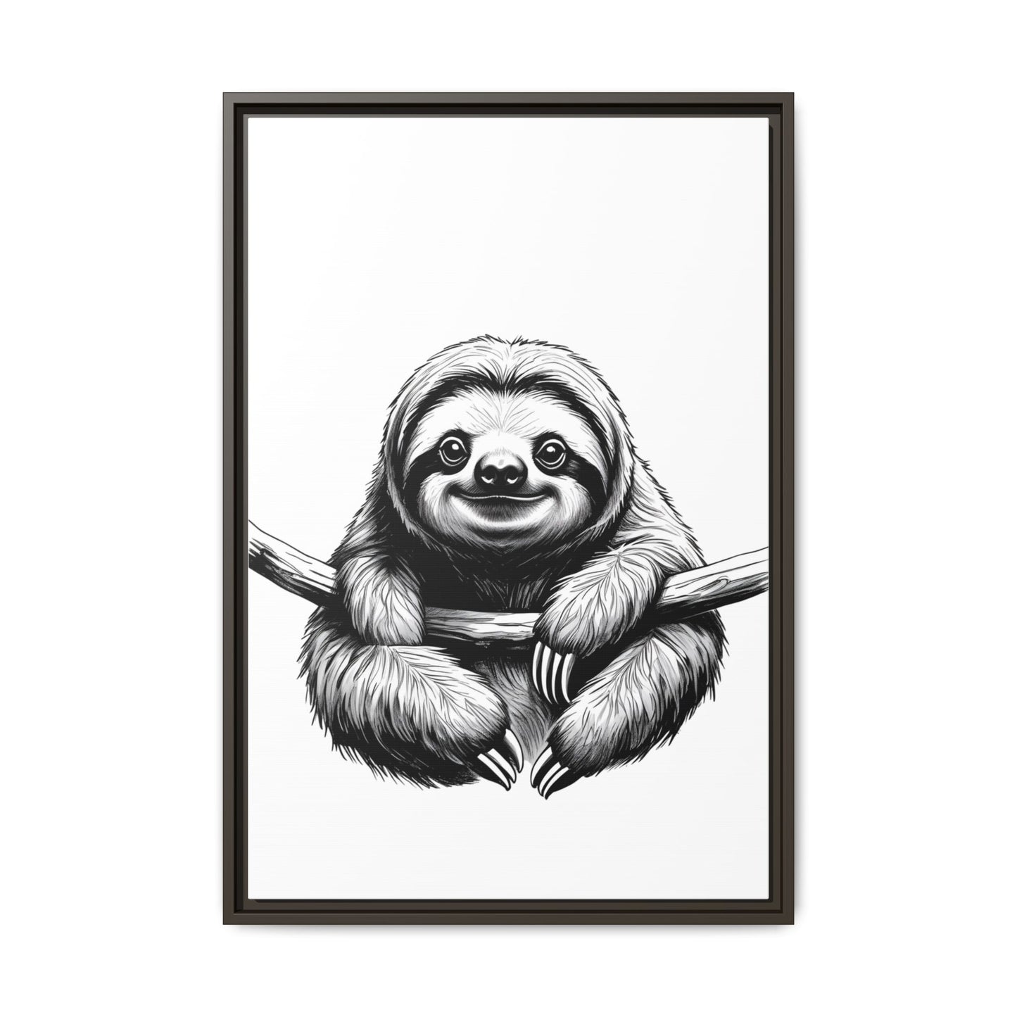 Adorable Sloth Hanging from Tree Branch Black & White Animal Wall Art, Cute Sloth Print, Jungle Theme Nursery Decor, Baby Shower Gift