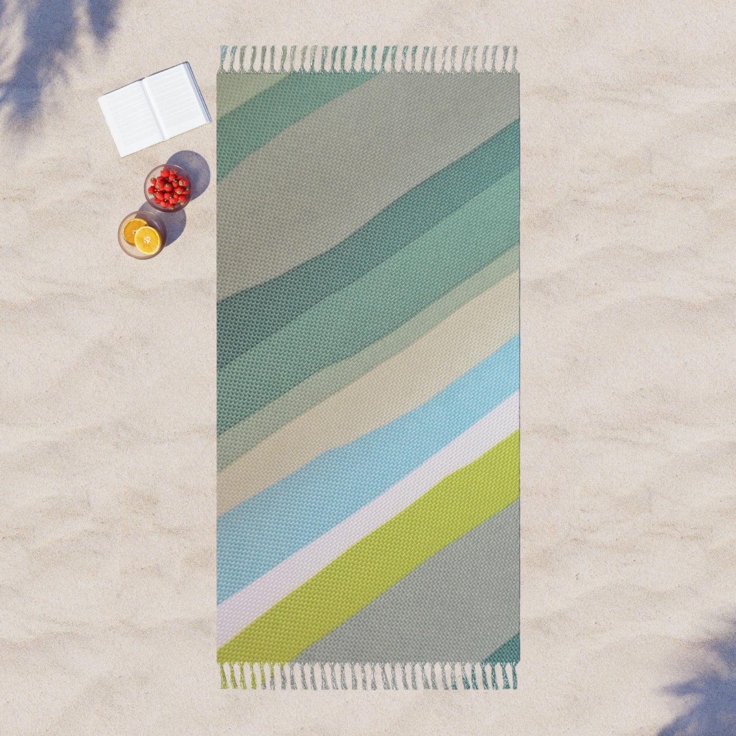 Boho Striped Beach Throw Blanket | Fringe Coastal Summer Throw | Poolside Lounge Decor