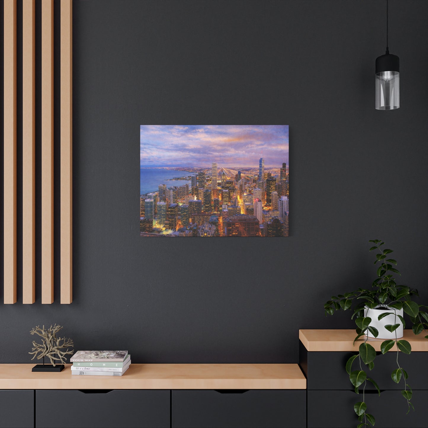 Chicago Skyline Canvas Wall Art – Sunset Cityscape Print, Downtown Chicago Decor, Urban Skyline Wall Decor