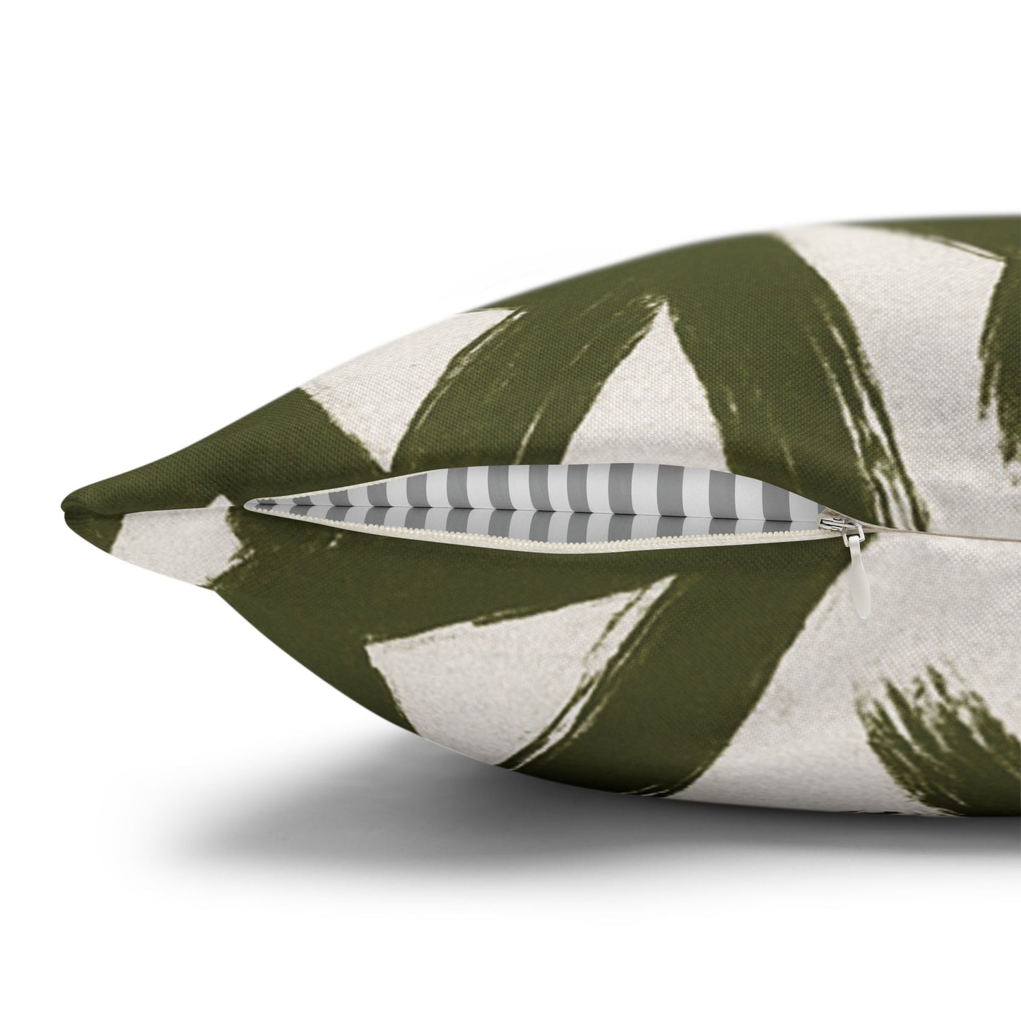 Throw Pillow Cover, Green Graffiti Brush Strokes Square Pillowcase Cover