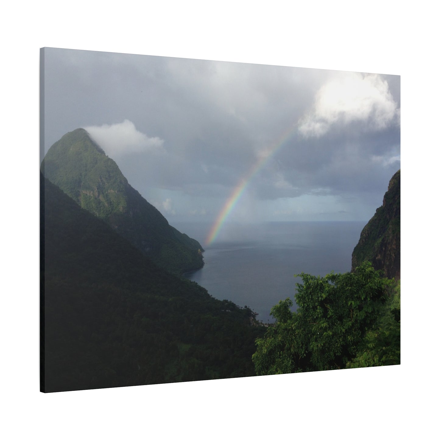 St. Lucia Pitons Rainbow Canvas Art | Caribbean Landscape Photography